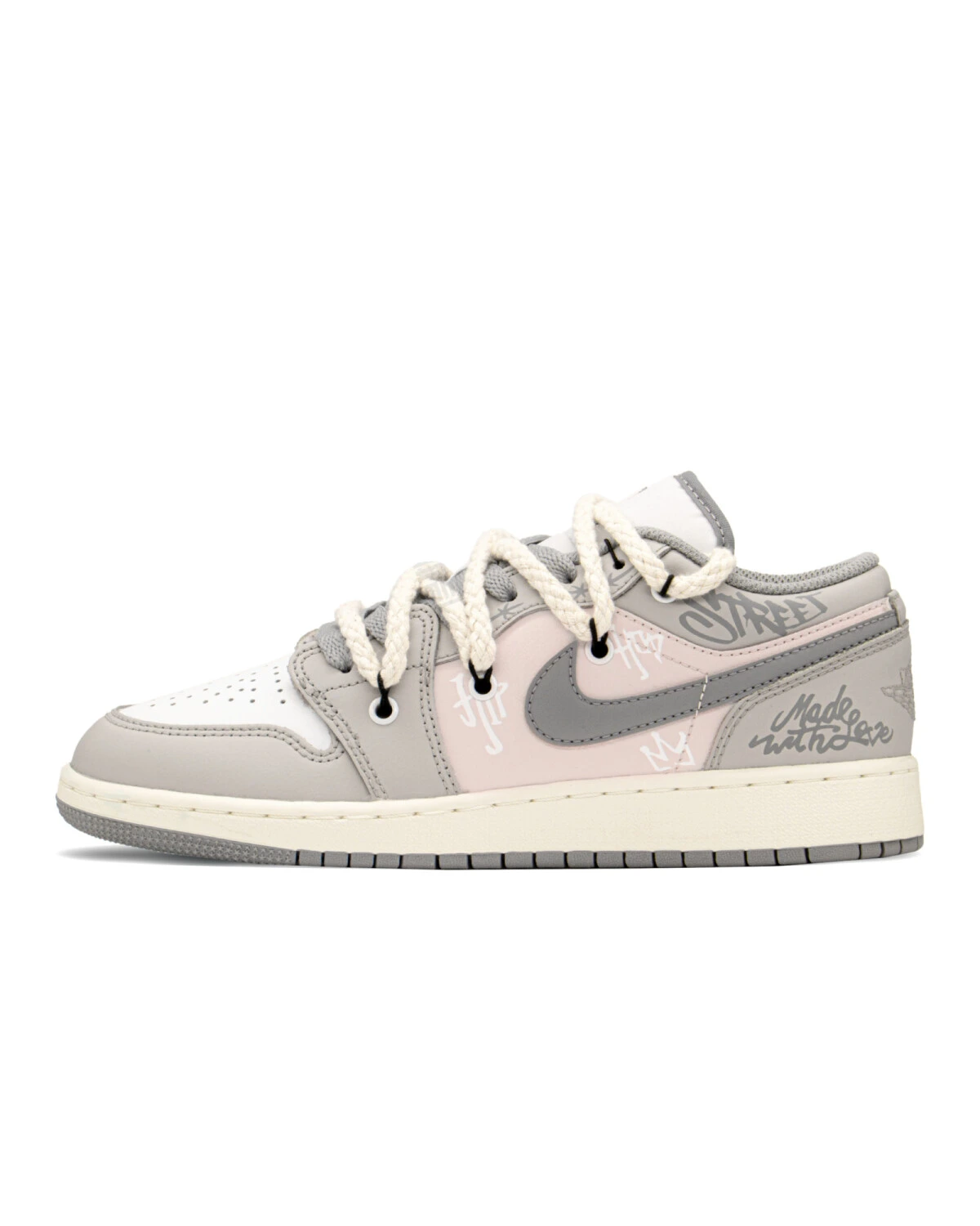 Jordan Air Jordan 1 FZBB женские кроссовки кожаные серо-розовые картинка