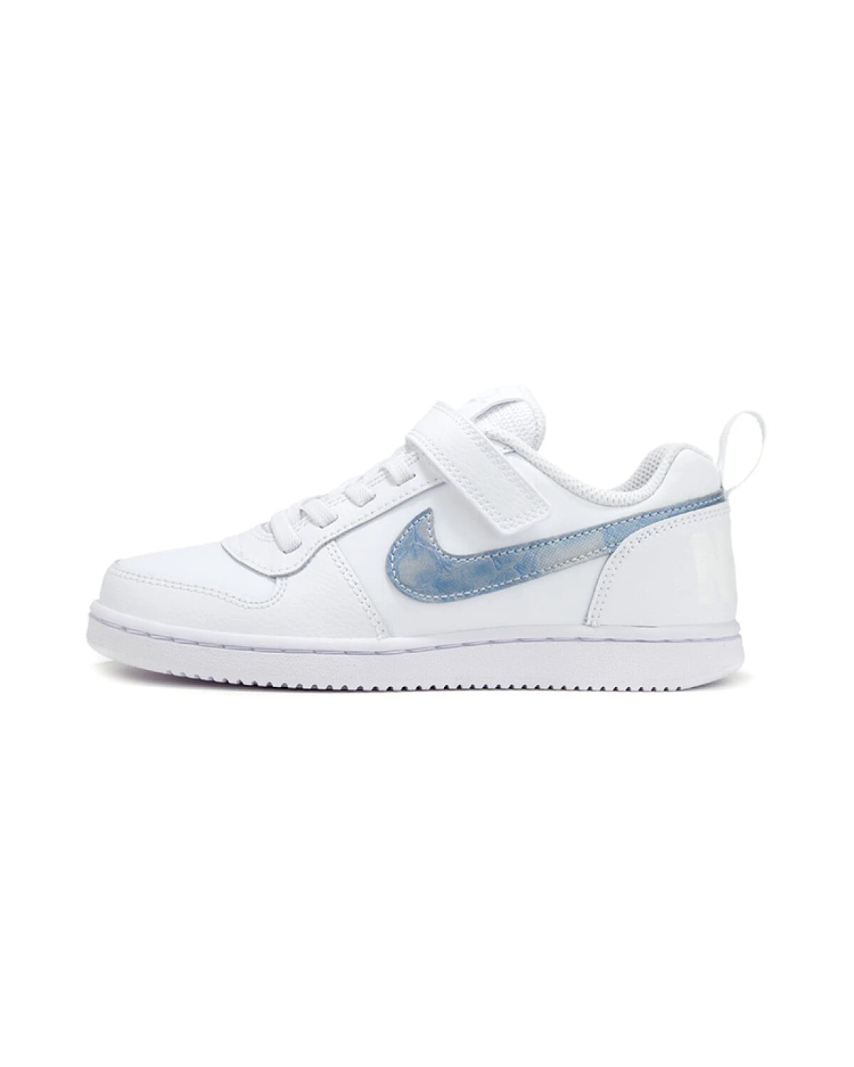 Nike Court Borough Low детские кроссовки на липучке бело-синие картинка