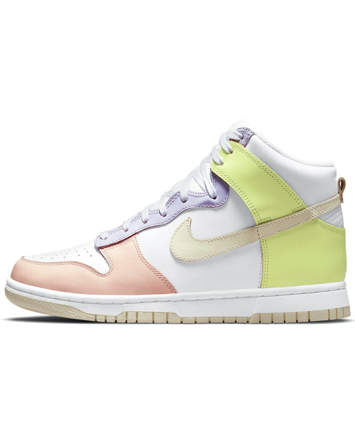 Nike Dunk High "Cashmere" женские кроссовки высокие бело-розово-желтые картинка