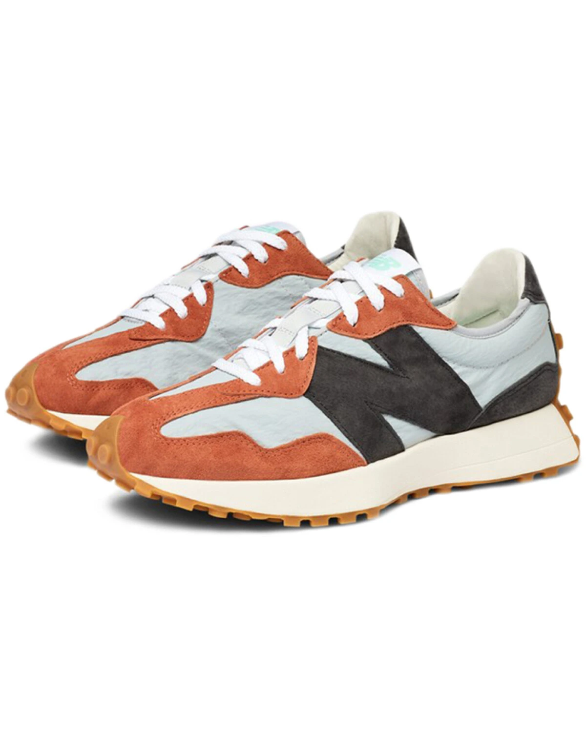 New Balance MS327 unisex кроссовки кожаные оранжево-голубые картинка