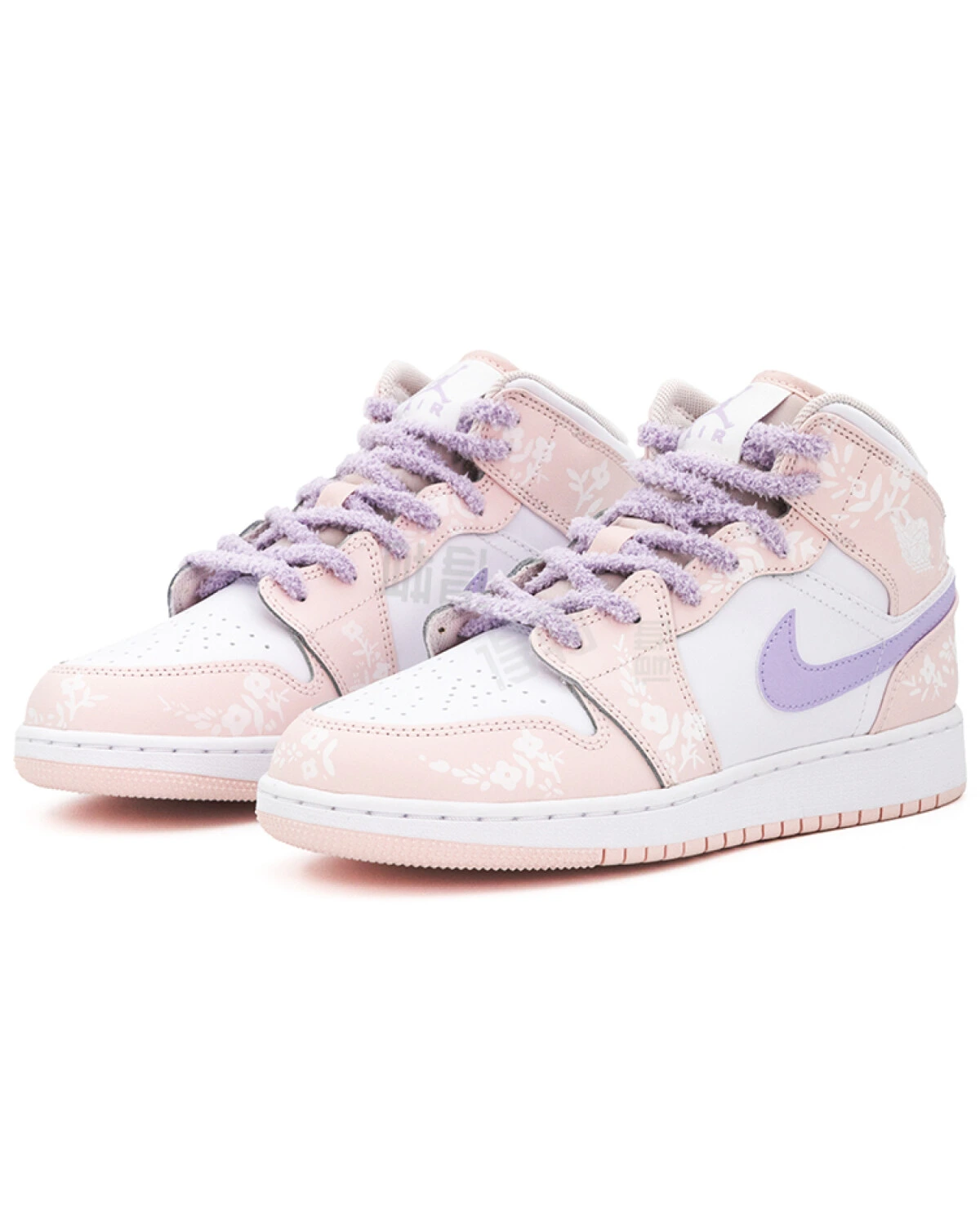 Jordan Air Jordan 1 GS женские кроссовки высокие розово-белые цветочные картинка