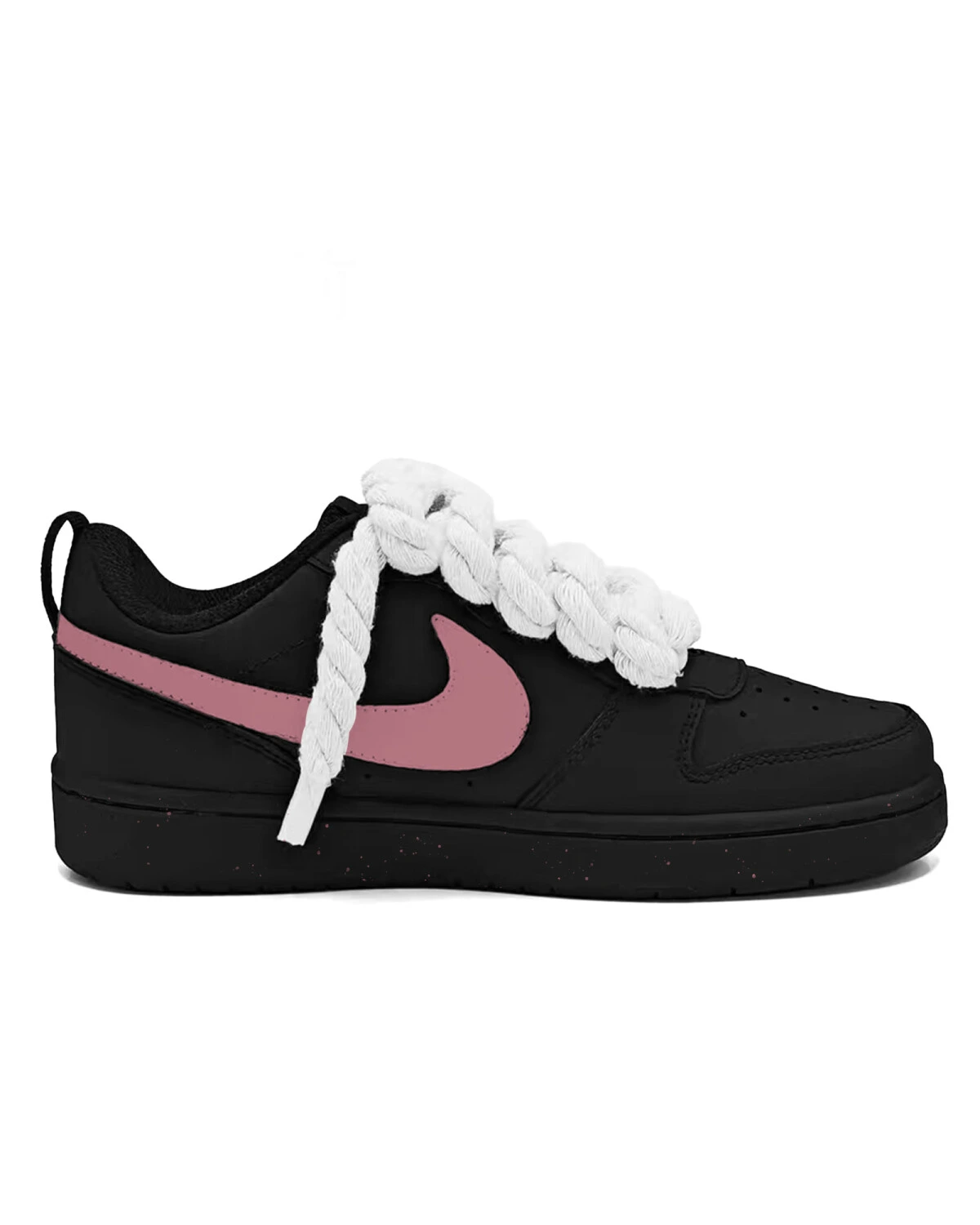 Nike Court Borough детские кеды из кожи черно-розовые картинка