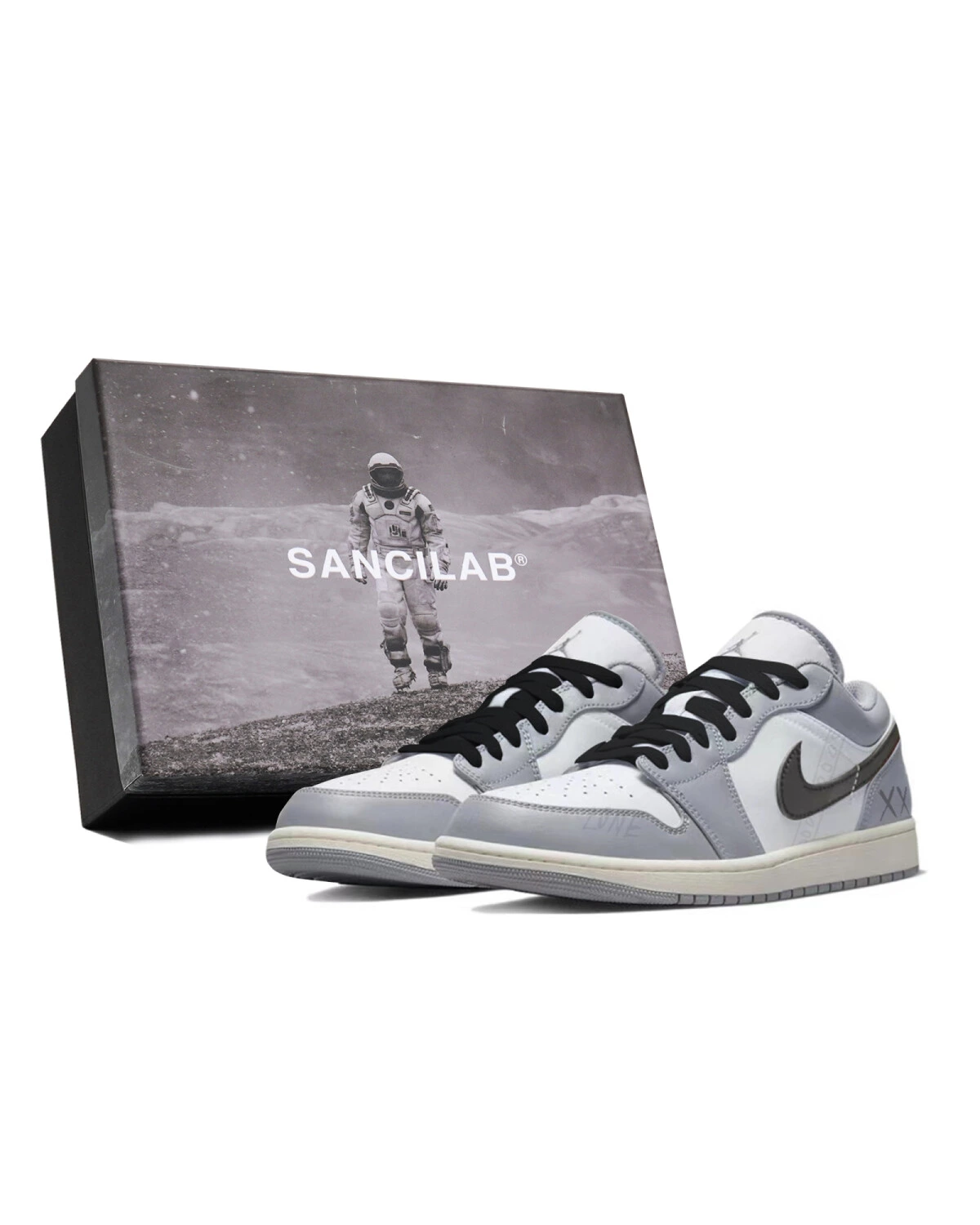 Jordan Air Jordan 1 low-top мужские кроссовки серо-белые картинка