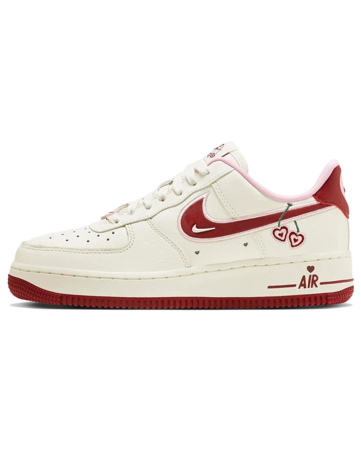 Nike Air Force 1 "Valentine’s Day" женские кроссовки кожаные бело-розово-красные картинка