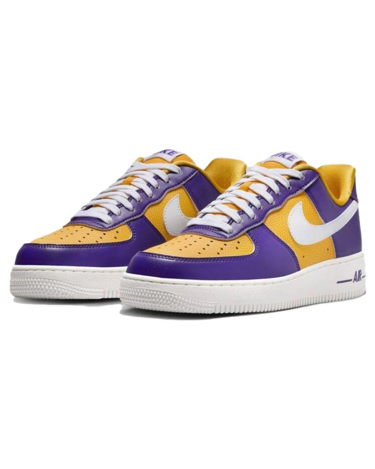 Nike Air Force 1 женские кроссовки кожаные фиолетово-желтые картинка