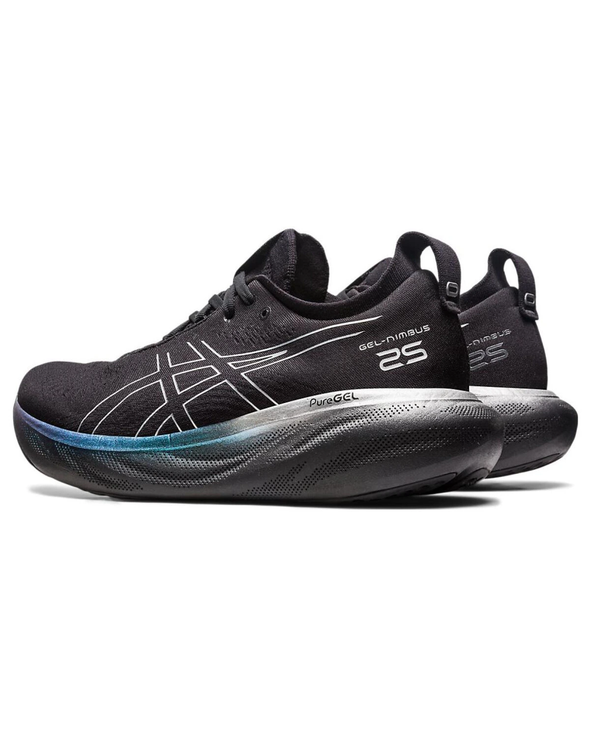Asics GEL-Nimbus 25 мужские кроссовки для марафона черно-серебристо-синие картинка