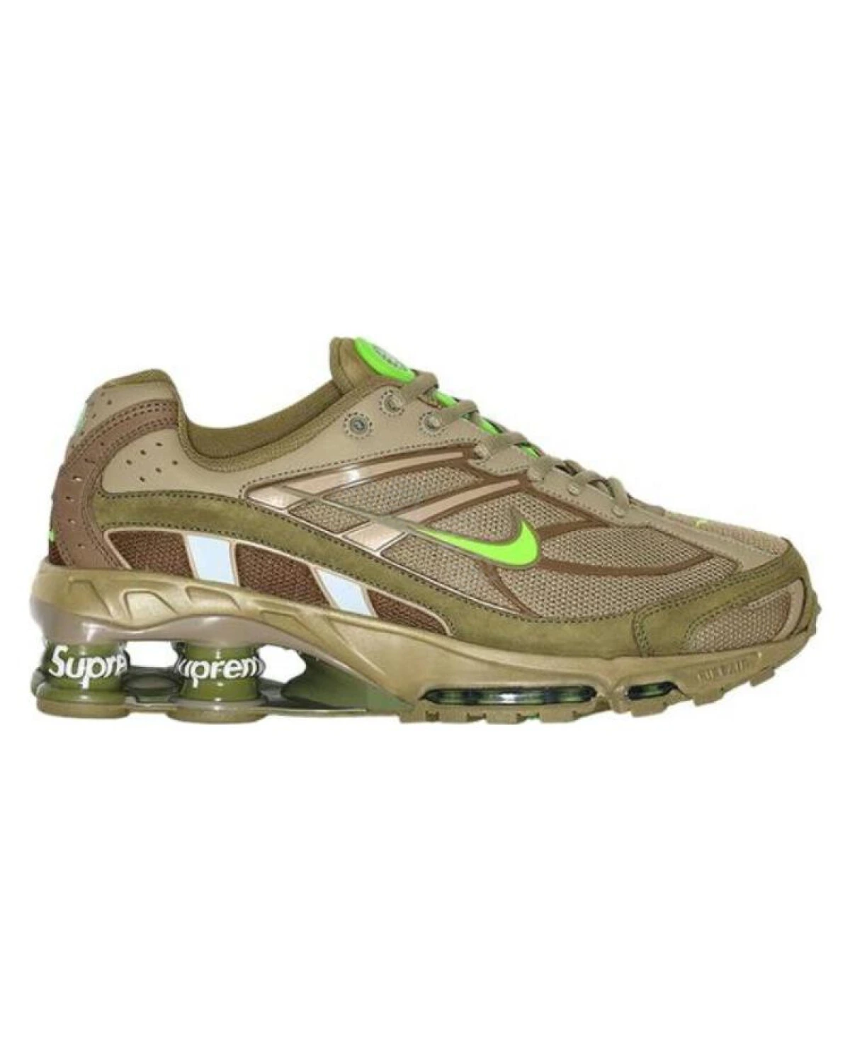 Nike Shox Ride 2 unisex кроссовки оливкового цвета из текстиля и кожи картинка