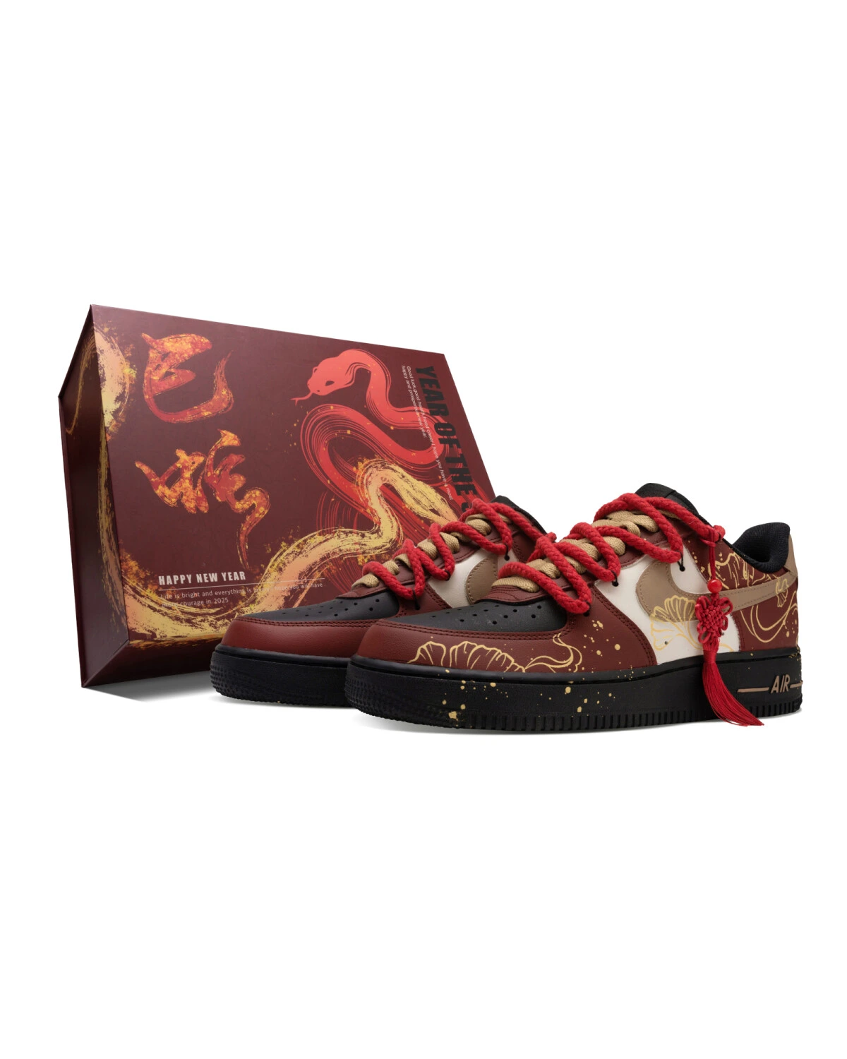 Nike Air Force 1 unisex кроссовки черно-красные износостойкие картинка