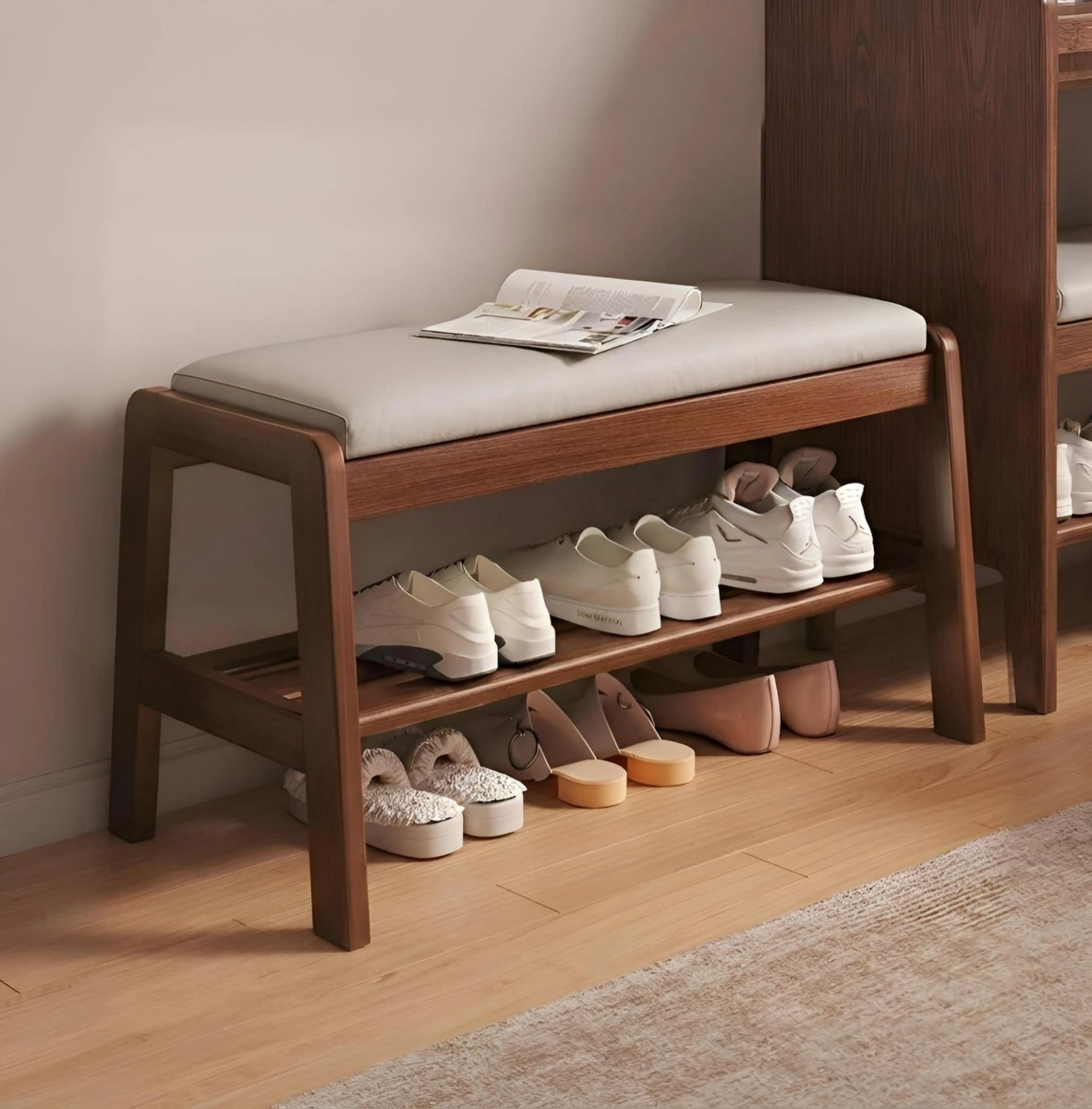 Обувница-банкетка с мягким сиденьем 80см (Коричневый) картинка