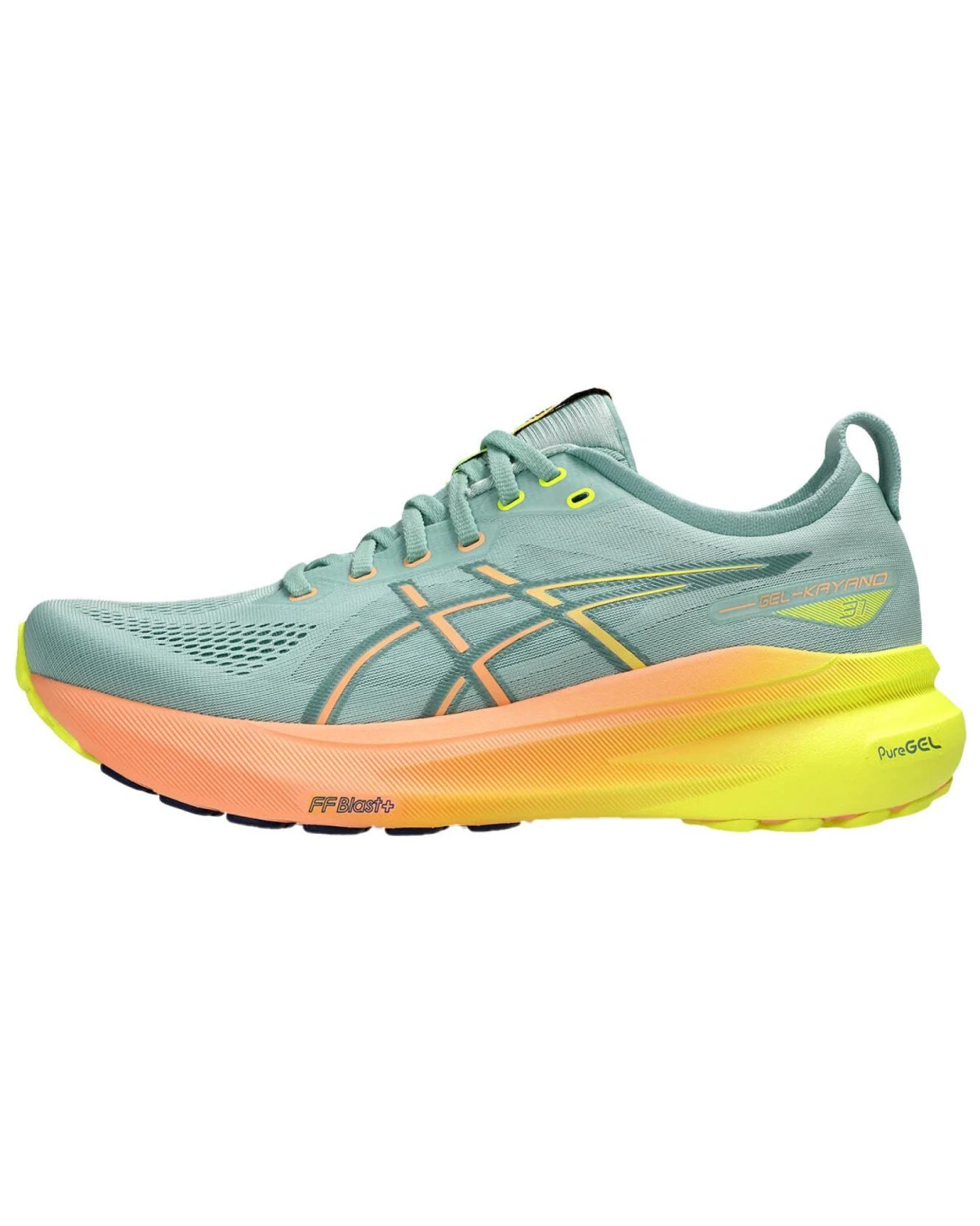 Asics Gel-Kayano 31 мужские кроссовки для марафона стабильные зелено-желтые картинка