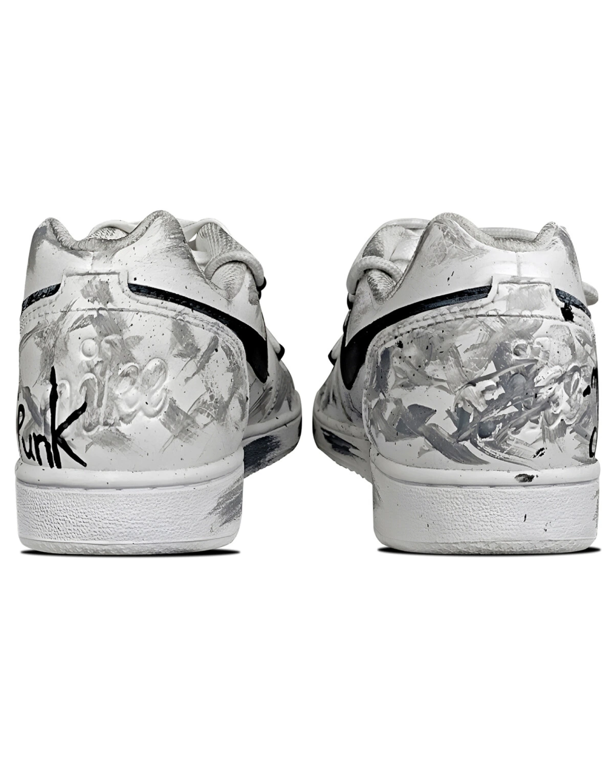 Nike EBERNON унисекс кеды черно-белые с ручной росписью и несимметричным дизайном картинка