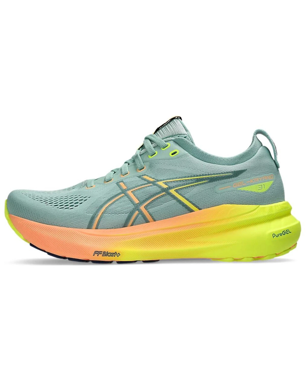 Asics Gel-Kayano 31 женские кроссовки для бега стабильные зелёно-жёлтые картинка