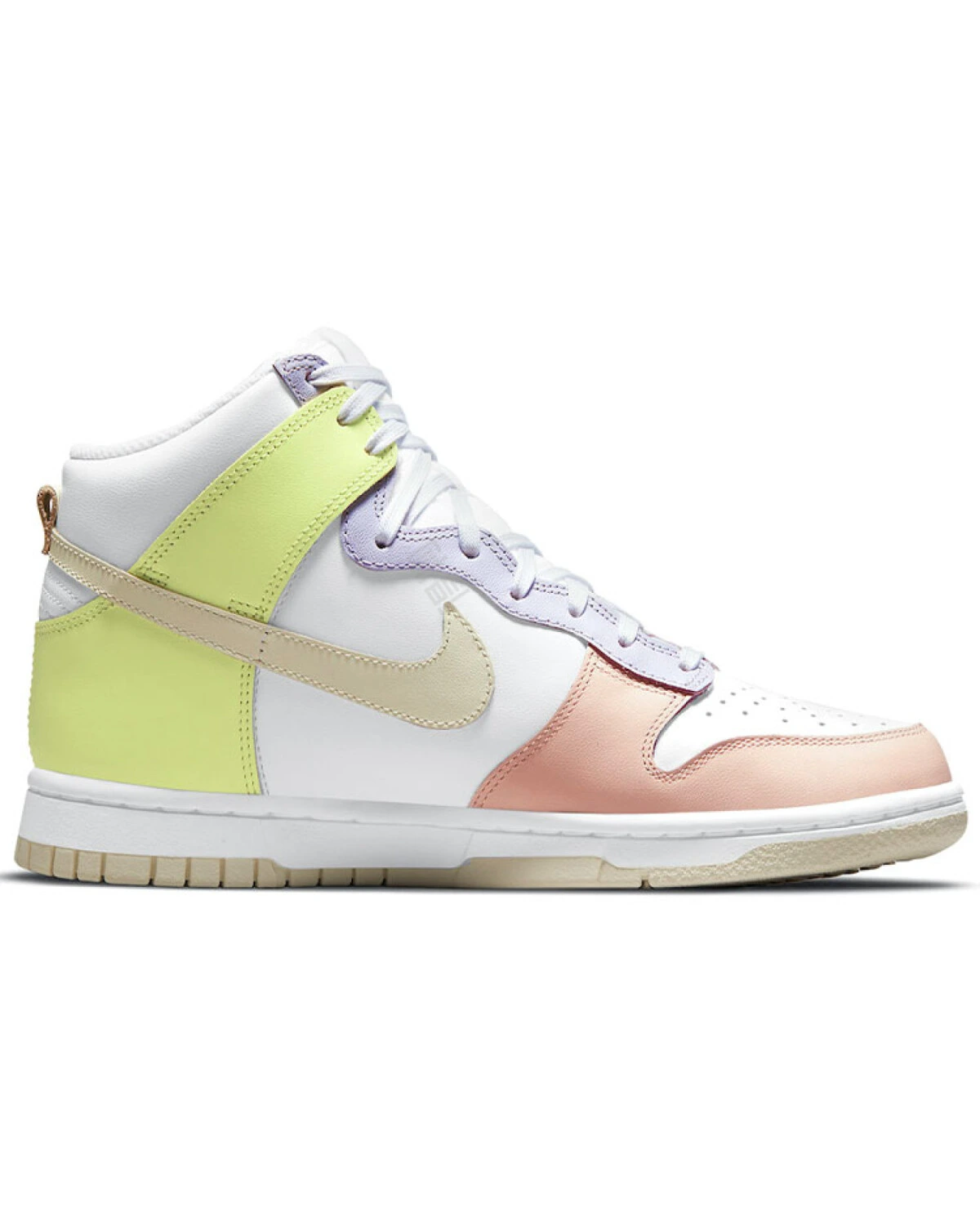 Nike Dunk High "Cashmere" женские кроссовки высокие бело-розово-желтые картинка