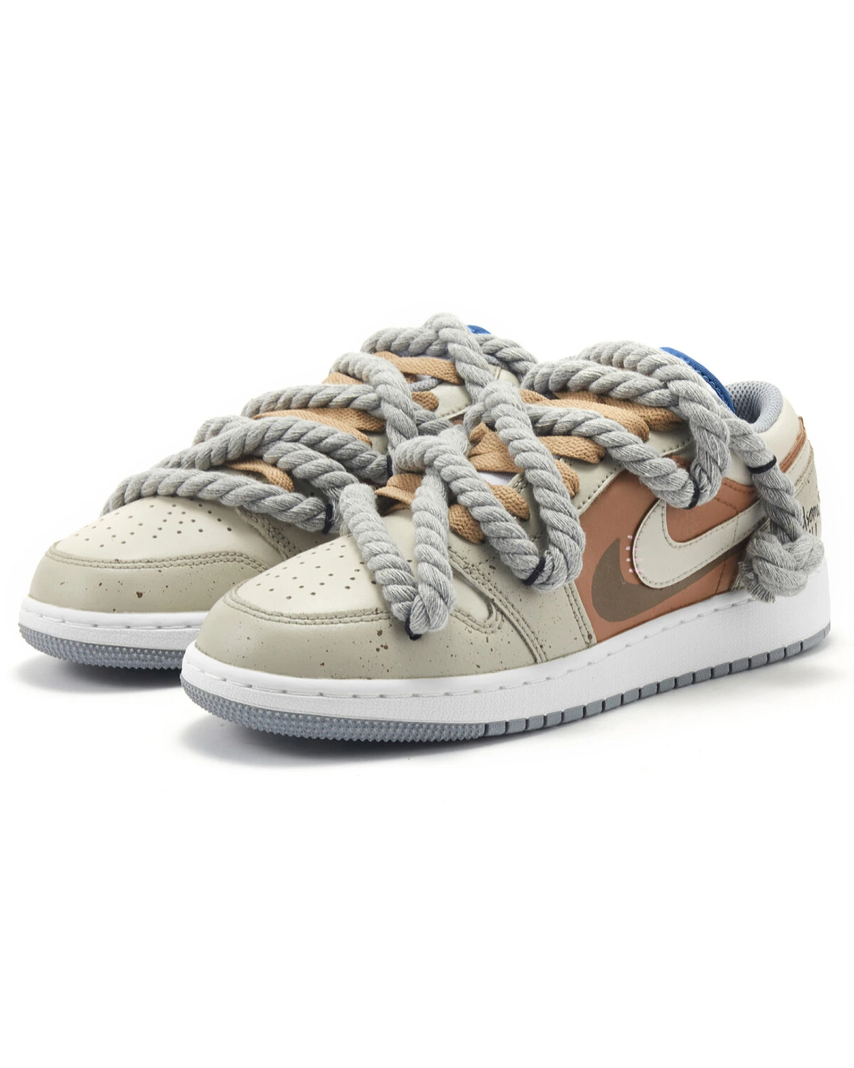 Jordan Air Jordan 1 мужские кроссовки серо-коричневые кожаные картинка