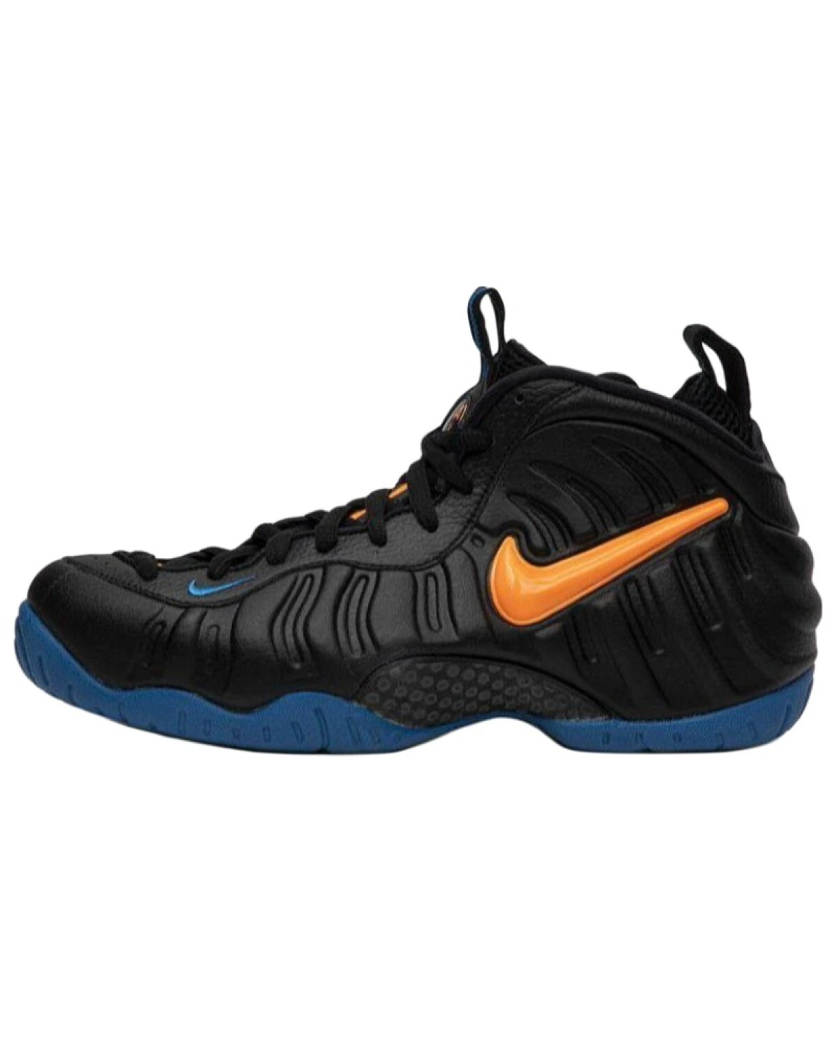 Nike Foamposite Pro унисекс высокие кроссовки черные с оранжевым и синим картинка