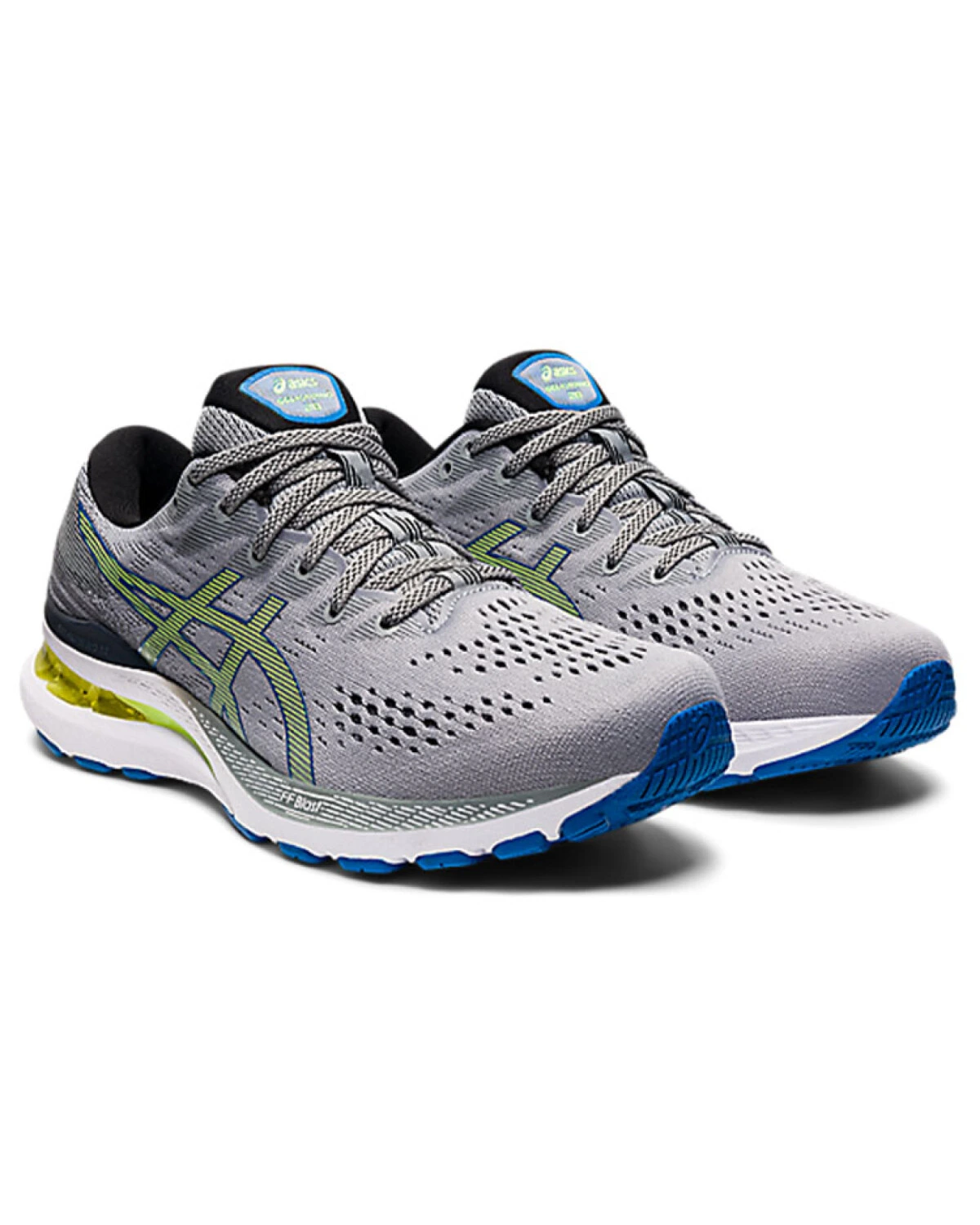 Asics Gel-Kayano 28 мужские кроссовки для бега серо-жёлтые картинка