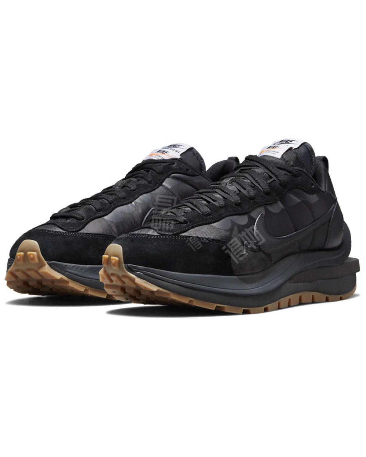 Sacai x Nike VaporWaffle unisex кроссовки черные с резиновой подошвой картинка