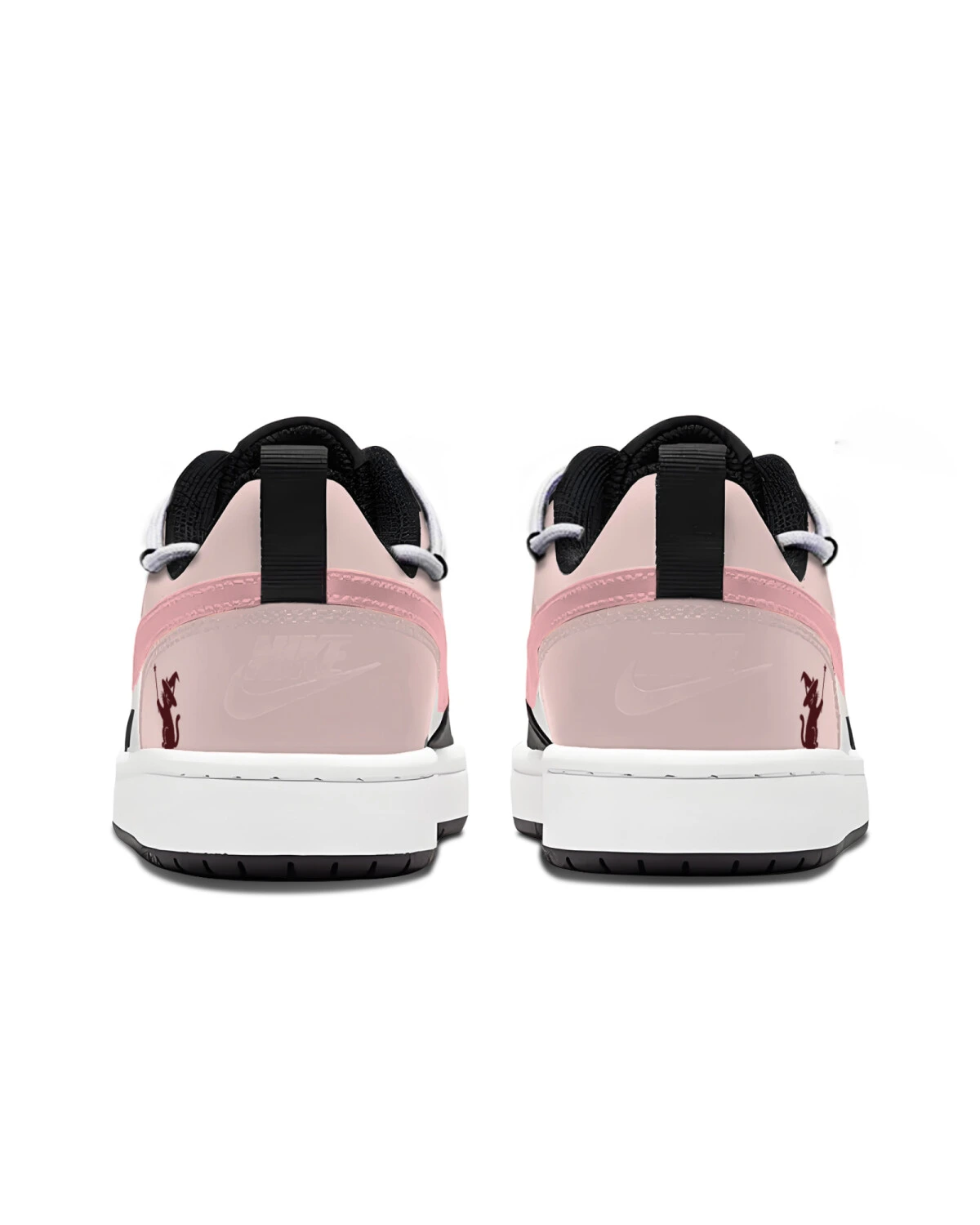 Nike Court Borough Low 2 детские кроссовки кожаные черно-розовые картинка