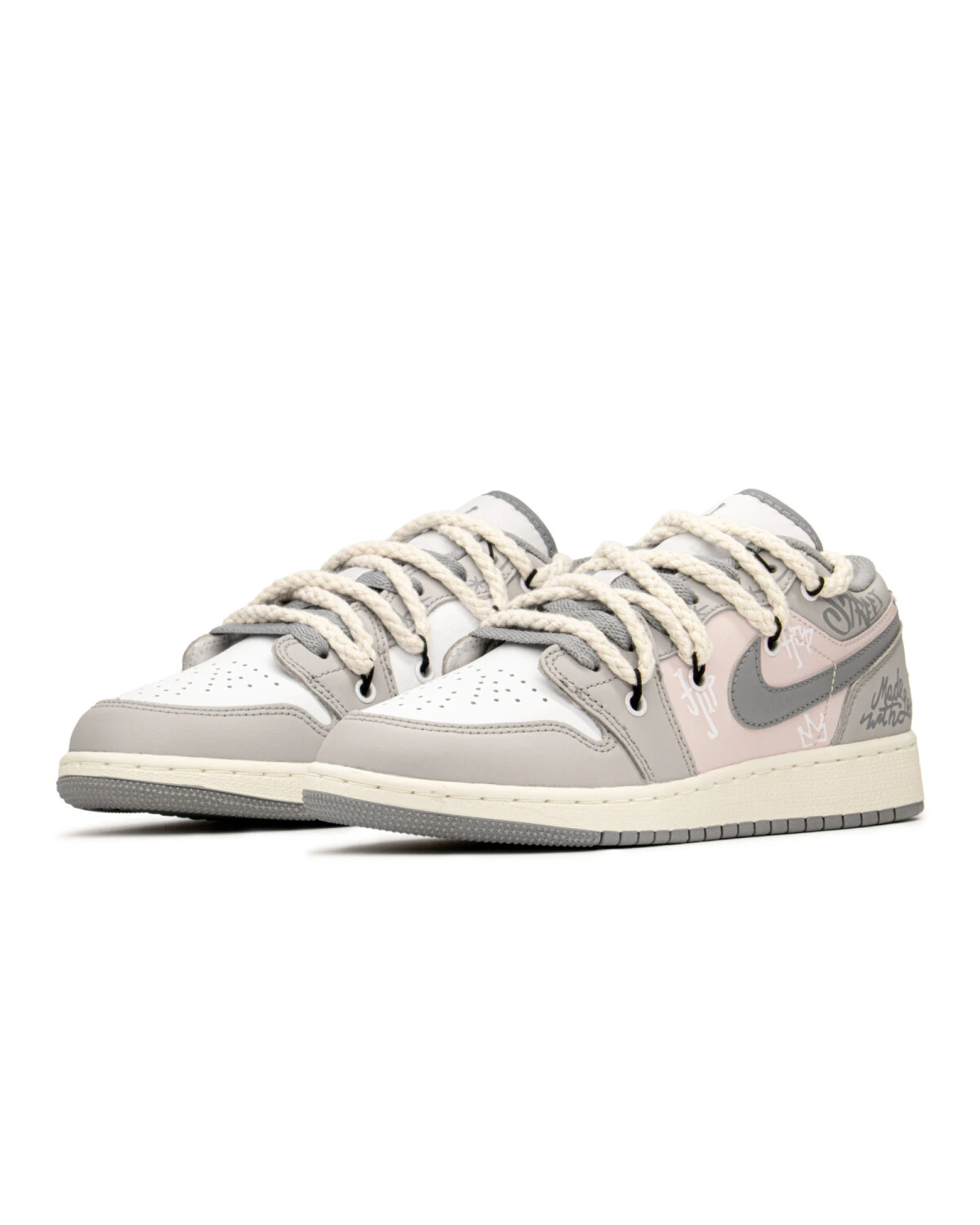 Jordan Air Jordan 1 FZBB женские кроссовки кожаные серо-розовые картинка