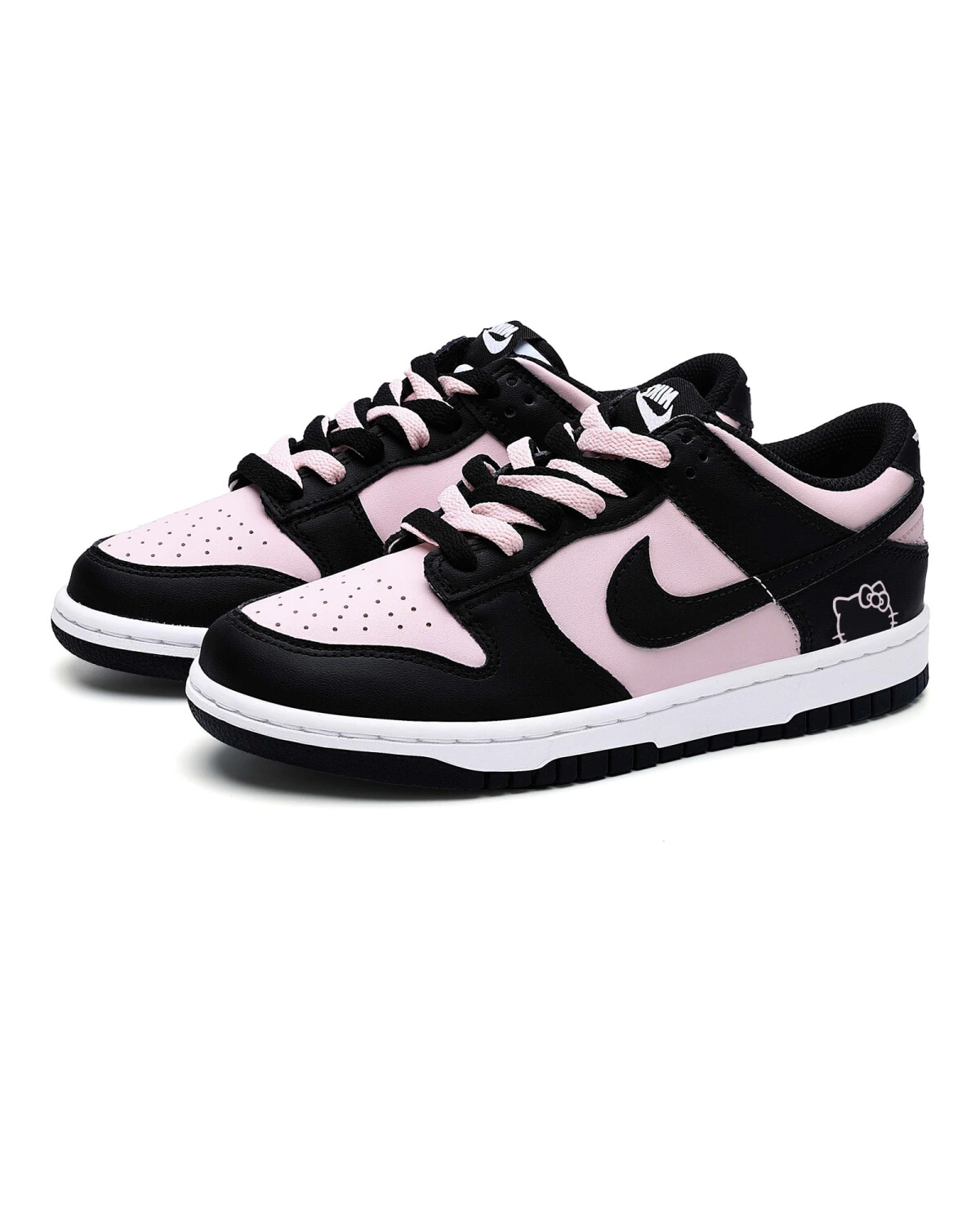 Nike Dunk 'Black' детские кеды черно-розовые кожаные картинка