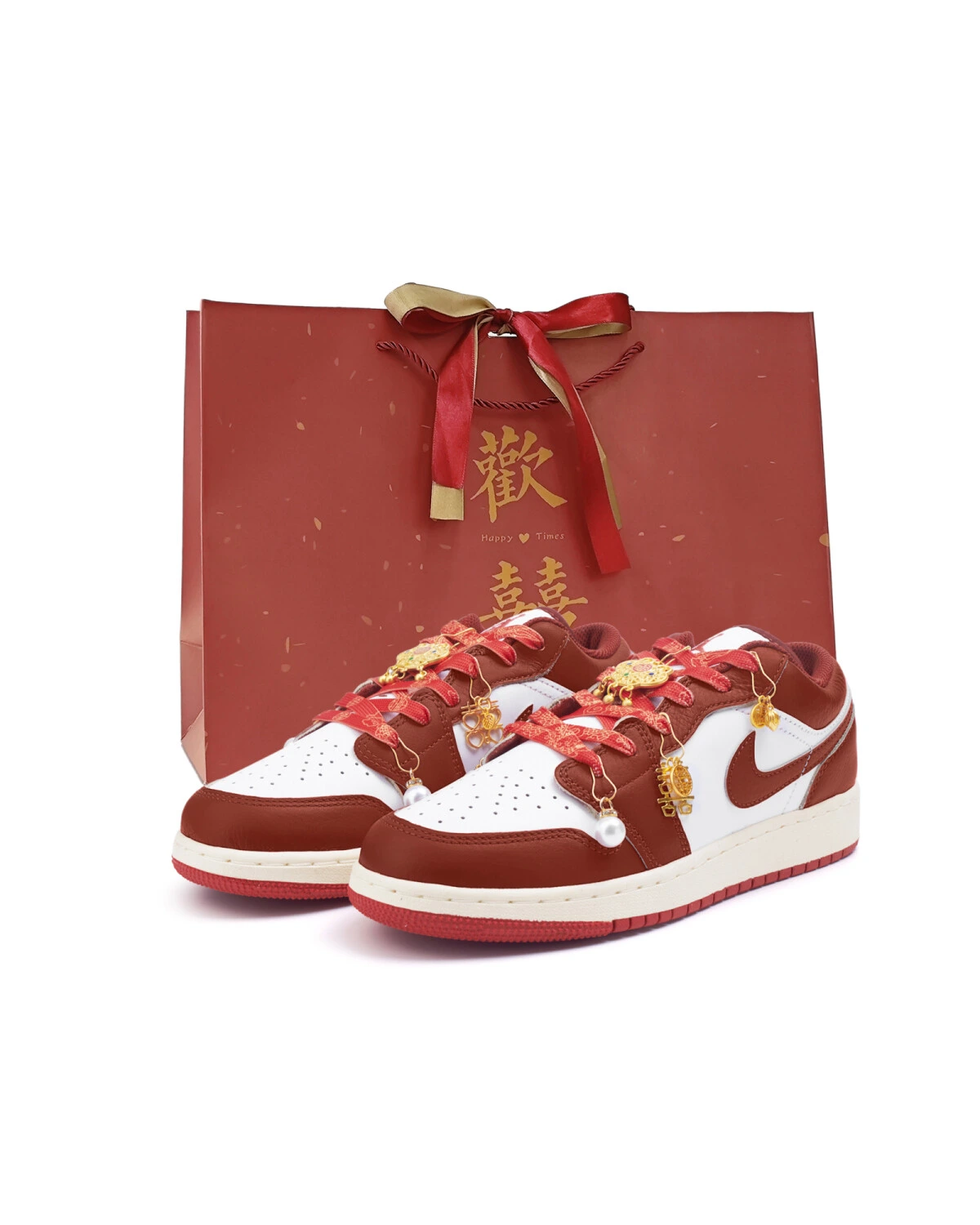 Jordan Air Jordan 1 GS женские кроссовки праздничные красные картинка
