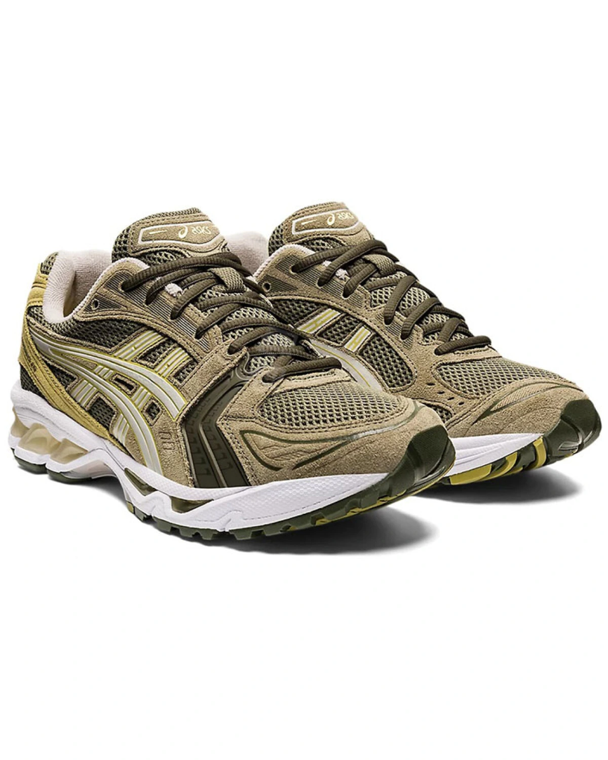 Asics Gel-Kayano 14 мужские кроссовки сетчатые коричнево-зелено-белые картинка