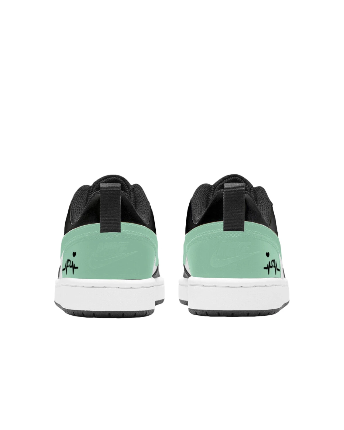 Nike Court Borough детские кеды зеленые с принтом сердца и синтетикой картинка