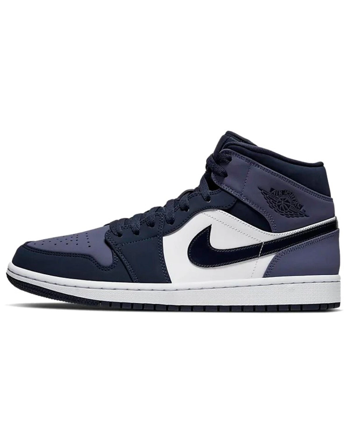 Jordan Air Jordan 1 Mid unisex высокие кроссовки из кожи фиолетово-белые картинка