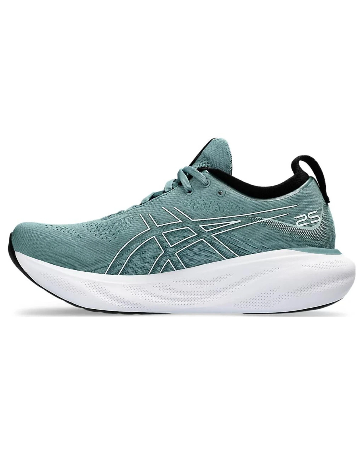 Asics GEL-Nimbus 25 мужские кроссовки для бега легкие зелено-белые картинка