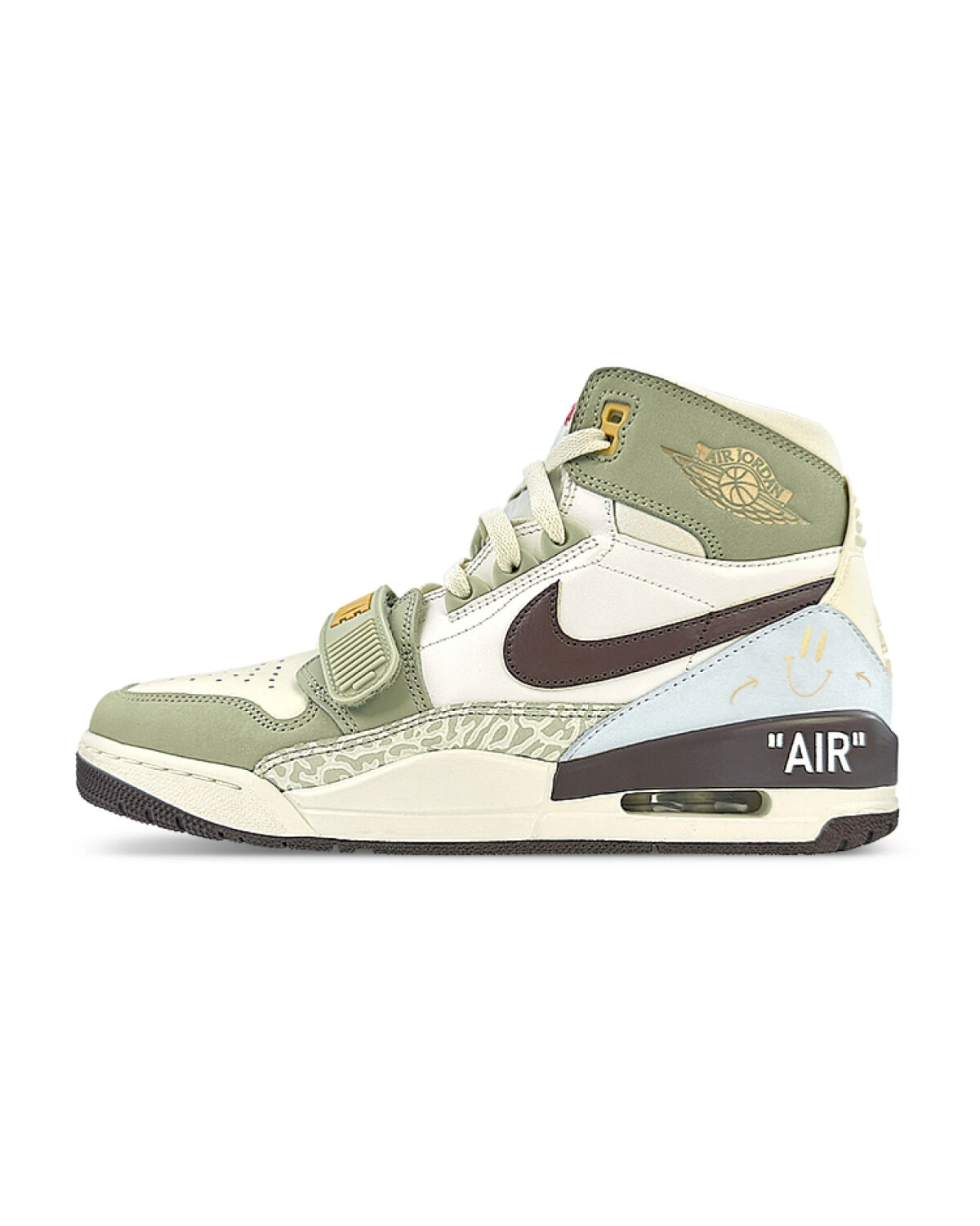 Jordan Legacy 312 BNK мужские кроссовки бело-зелёные с золотыми акцентами картинка