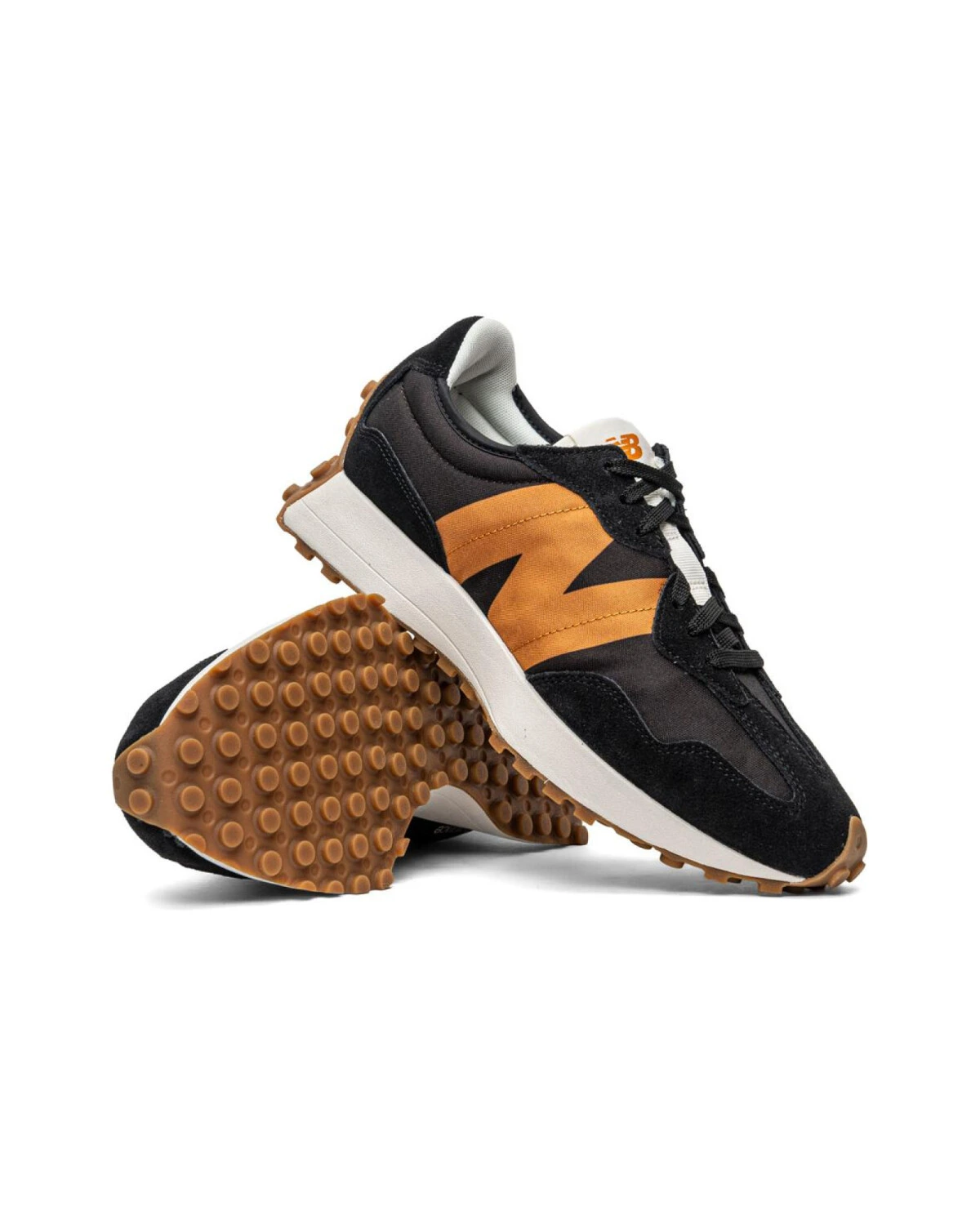 New Balance NB 327 кроссовки беговые чёрно-оранжевые картинка