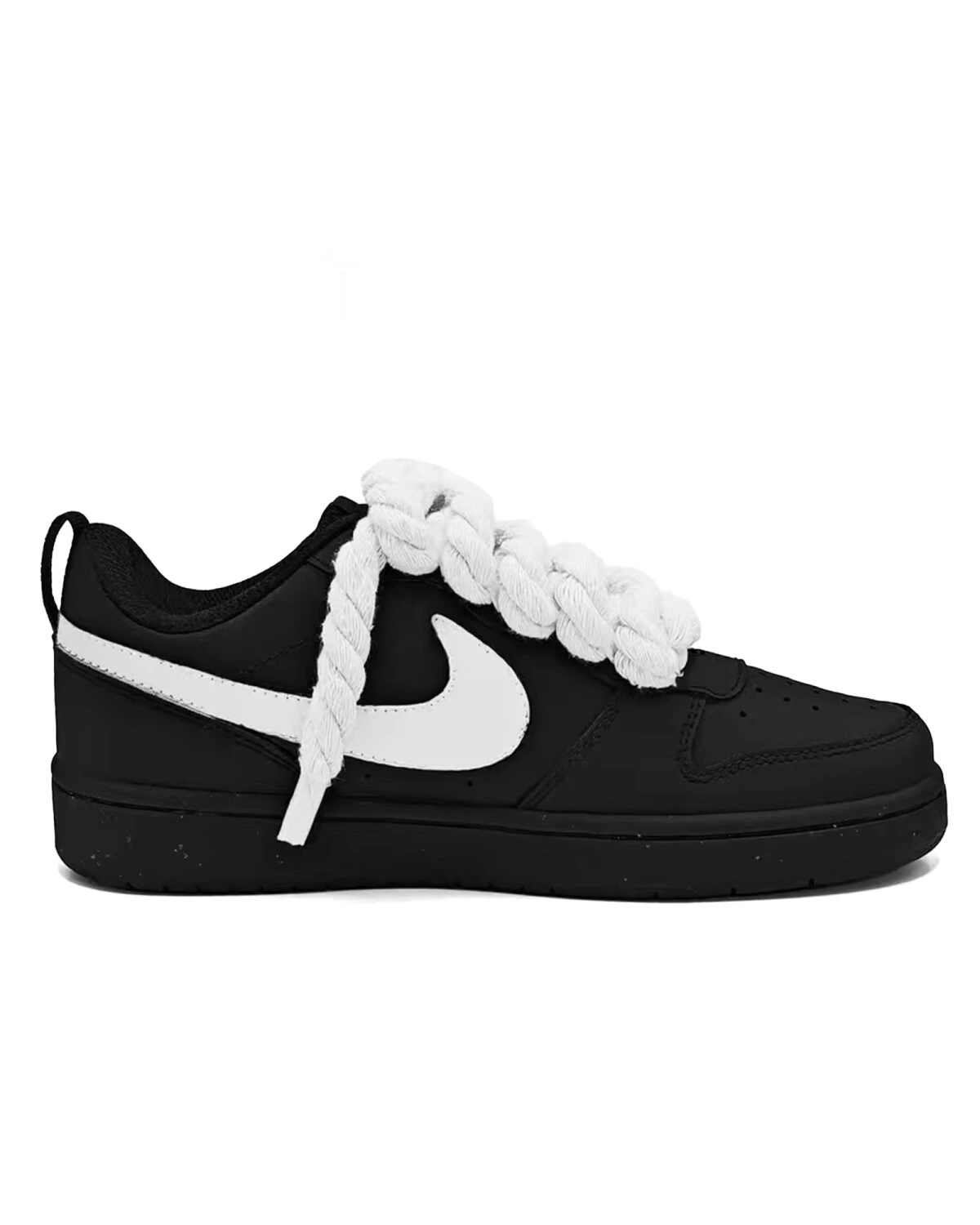 Nike Court Borough детские кеды из кожи черно-белые картинка