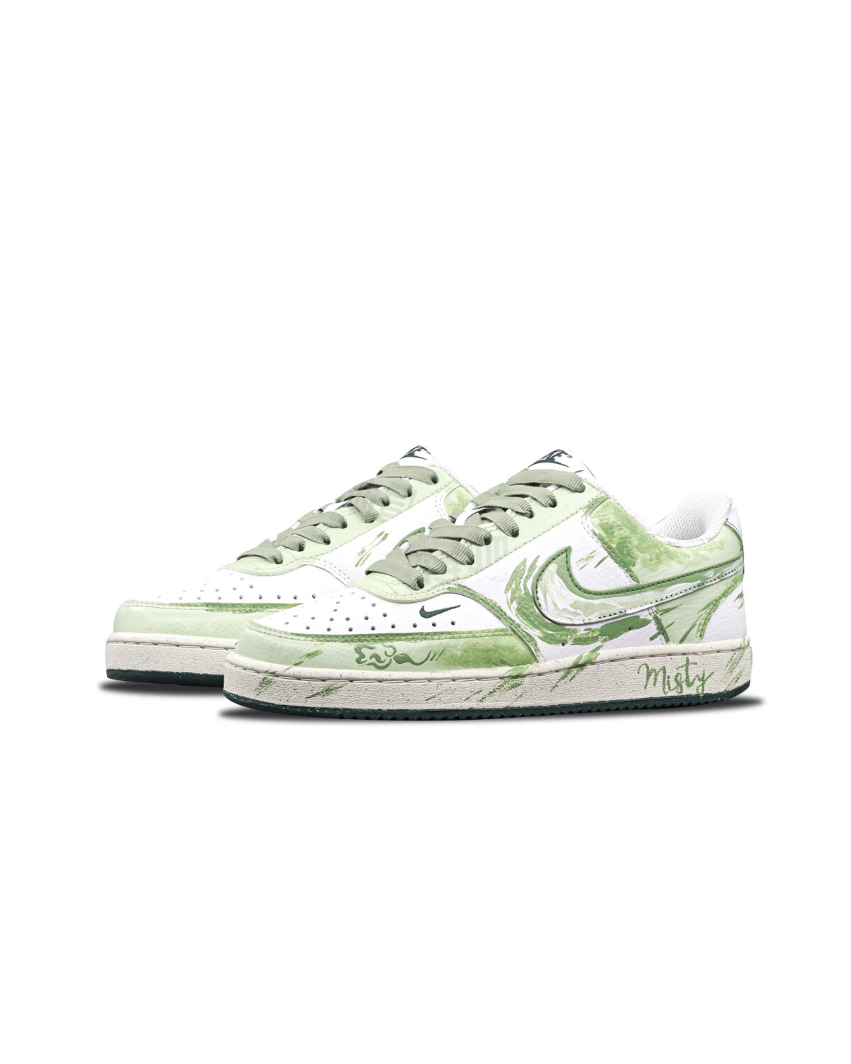 Nike Court Vision Hand-Painted Унисекс Кроссовки зеленые картинка