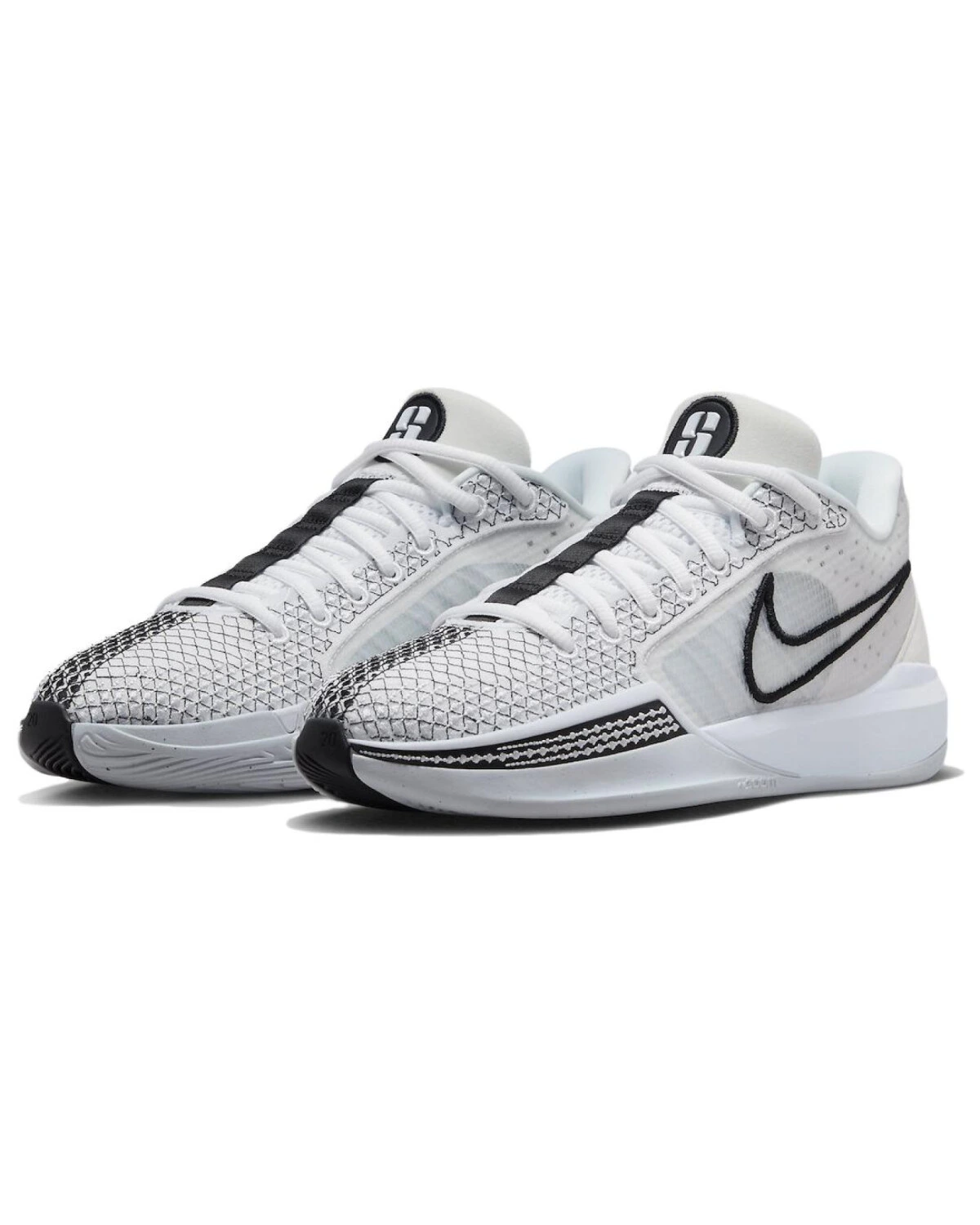 Nike Sabrina 1 унисекс кроссовки бело-черные с шнуровкой и амортизацией картинка