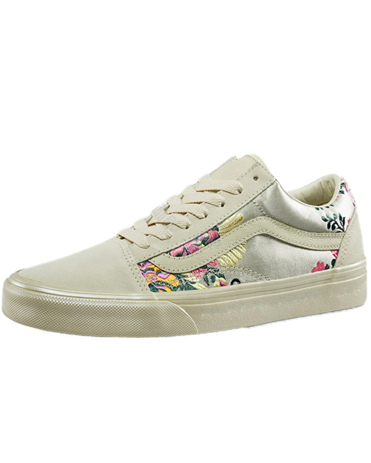 Vans Old Skool женские кеды с цветочной вышивкой серебристые картинка