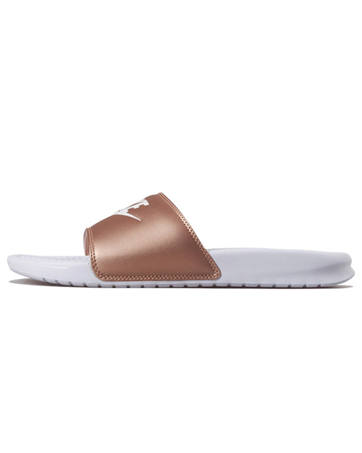 Nike Slip-Ons женские шлепанцы золотисто-белые из синтетической кожи картинка