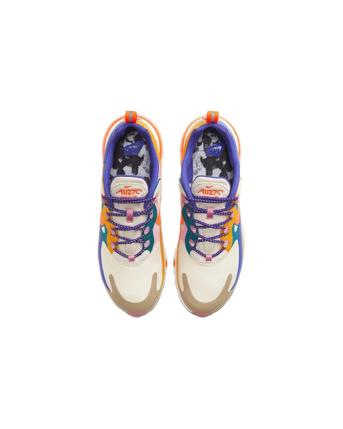 Nike Air Max 270 React мужские спортивные кроссовки ретро комфорт сине-оранжевые картинка