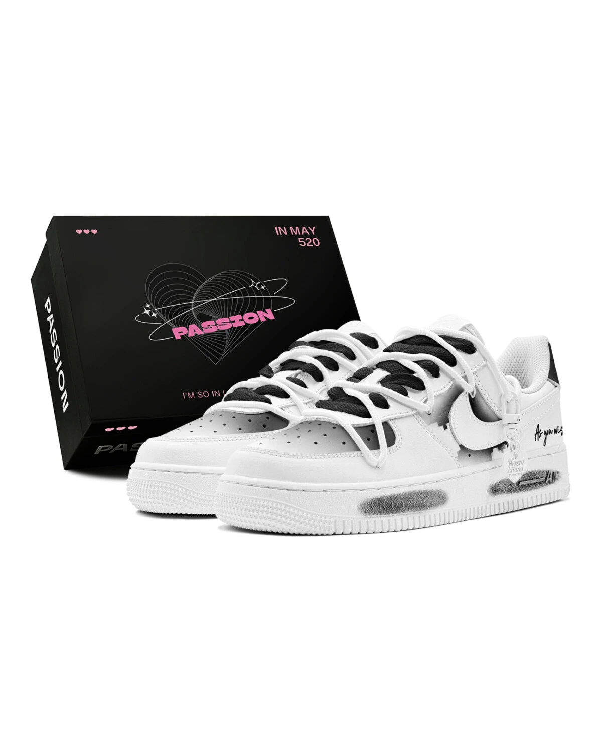 Nike Air Force 1 мужские кроссовки черно-белые классические картинка