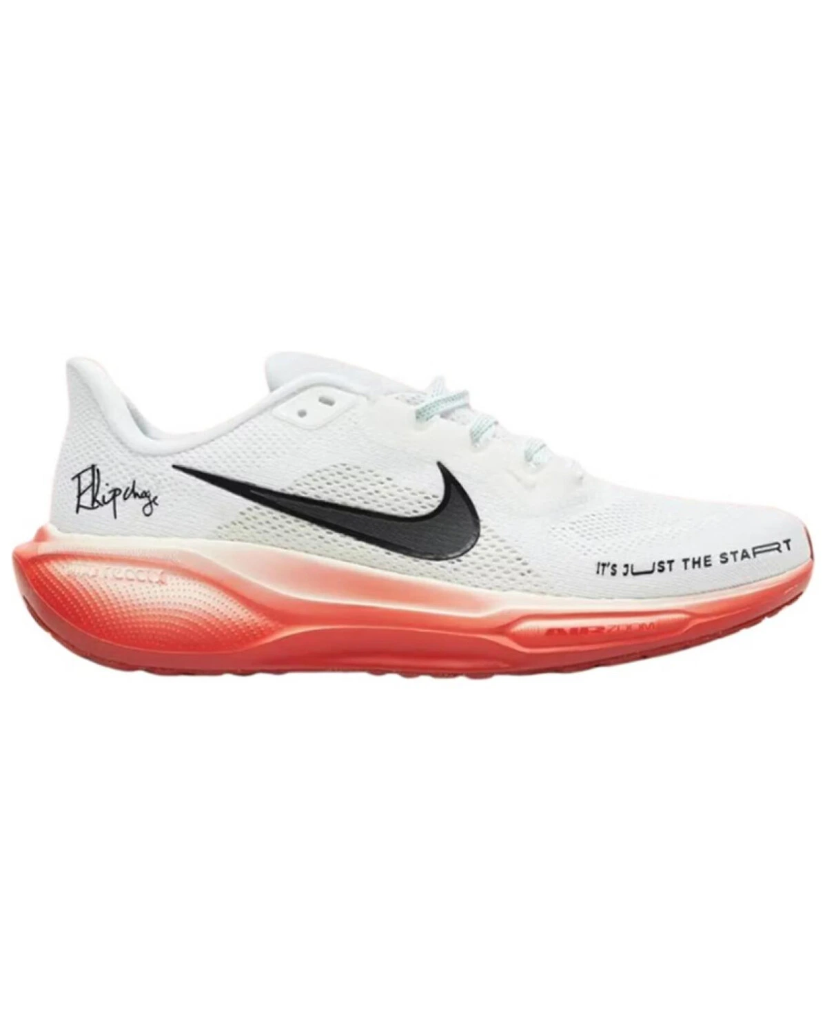 Nike Pegasus 41 унисекс кроссовки белые с красными вставками картинка