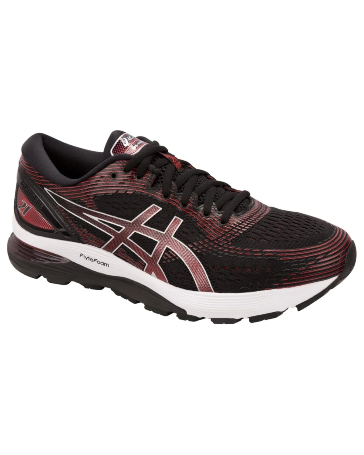 Asics GEL-Nimbus 21 unisex спортивные кроссовки с амортизацией GEL черно-красные картинка
