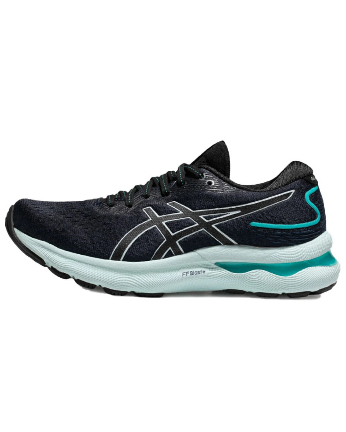 Asics Gel-Nimbus 24 женские спортивные кроссовки чёрно-синие с амортизацией картинка