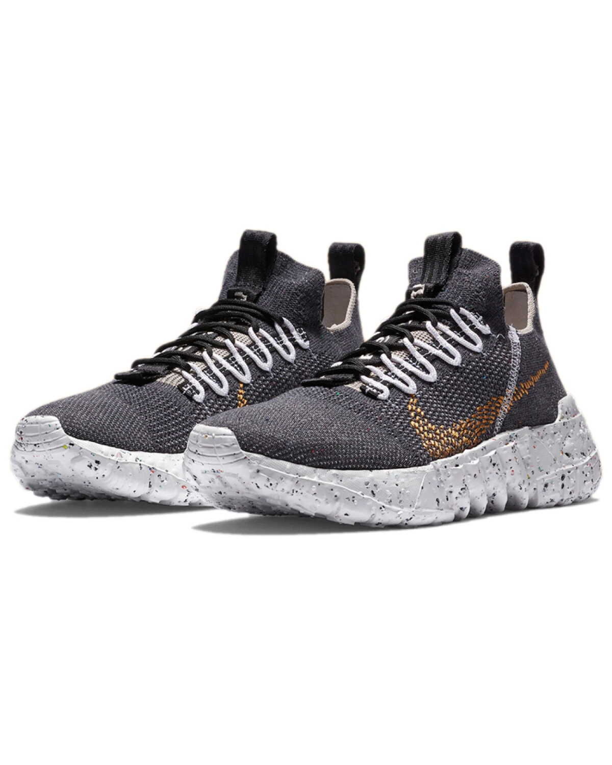 Nike Space Hippie унисекс кроссовки текстильные черно-белые с оранжевыми акцентами картинка