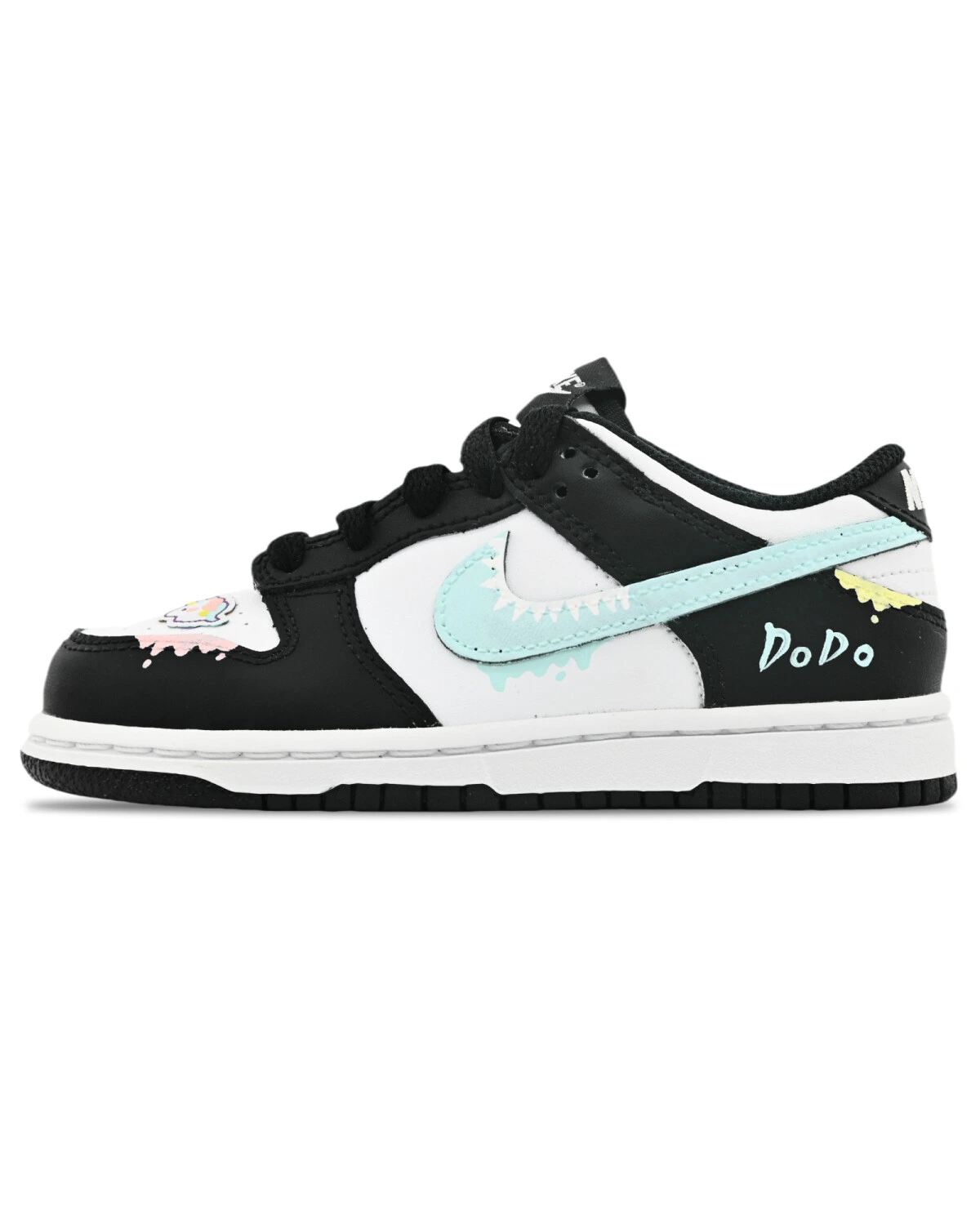 Nike Dunk White/Black детские кеды синтетические бирюзовые картинка