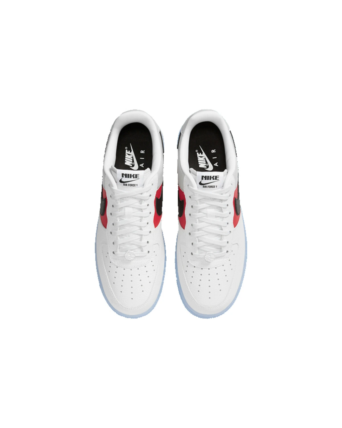 Nike Air Force 1 мужские повседневные кроссовки белые с красно-чёрным логотипом картинка