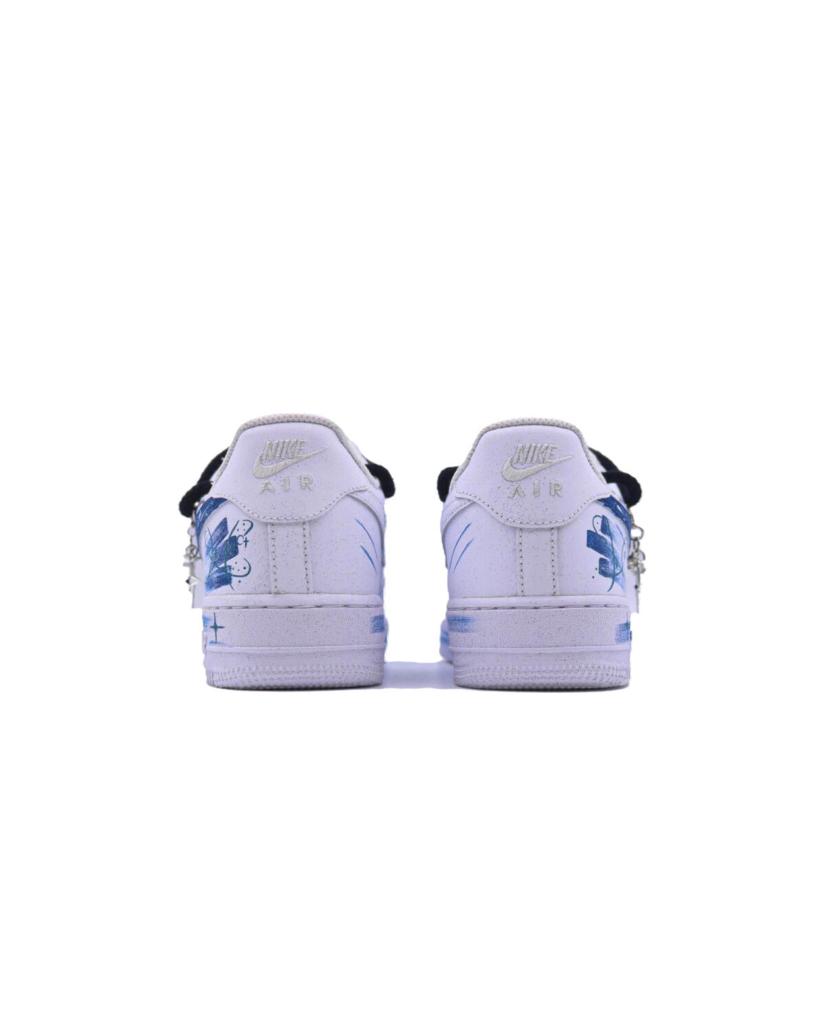 Nike Air Force 1 Unisex кроссовки с ручной росписью сине-белые картинка
