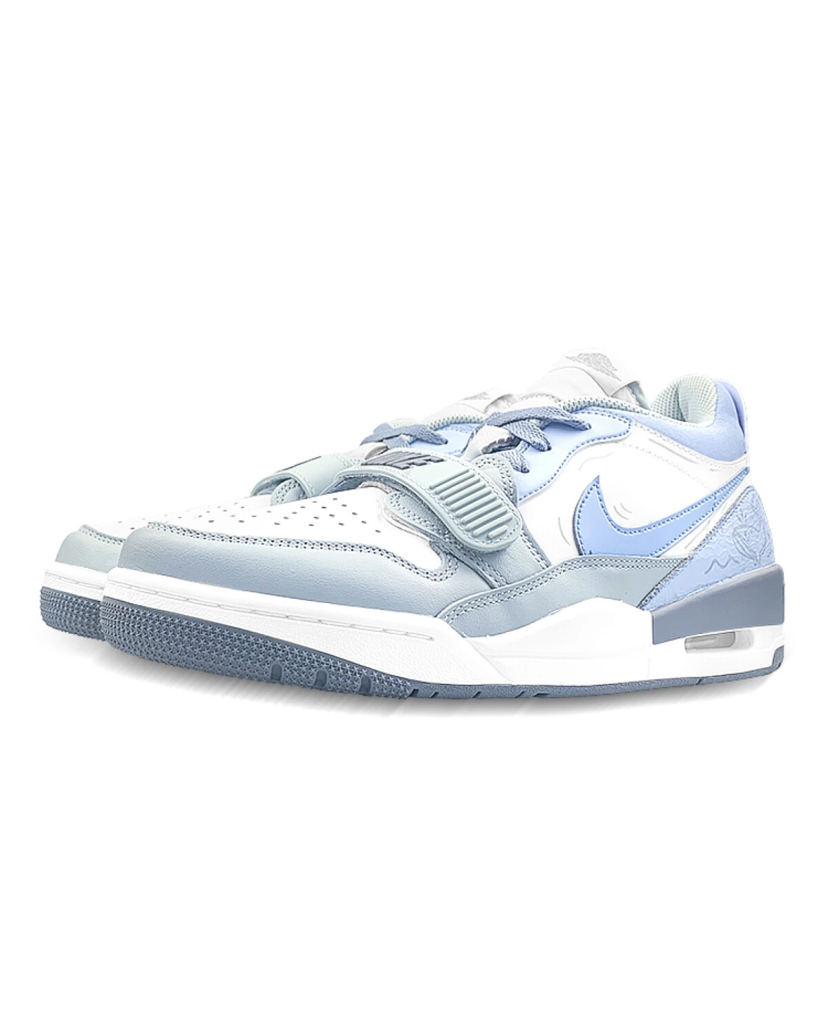 Jordan Legacy 312 MAY Manufacturing Мужские кеды бело-голубые с зеленым картинка