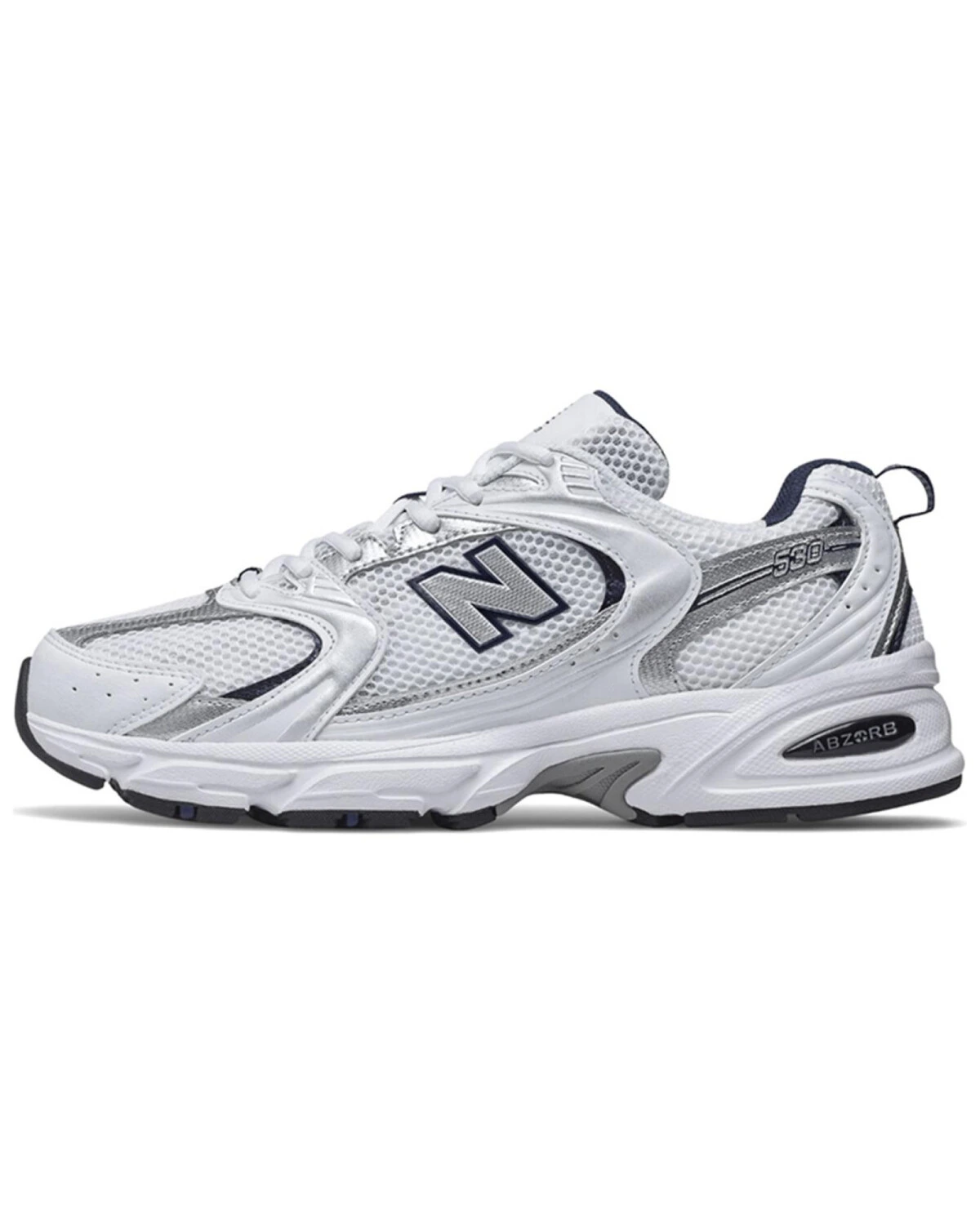 New Balance 530 unisex кроссовки белые с серебристыми вставками картинка