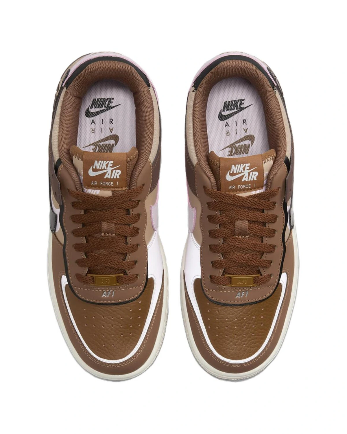 Nike Air Force 1 SHADOW женские кроссовки кожаные коричневые картинка