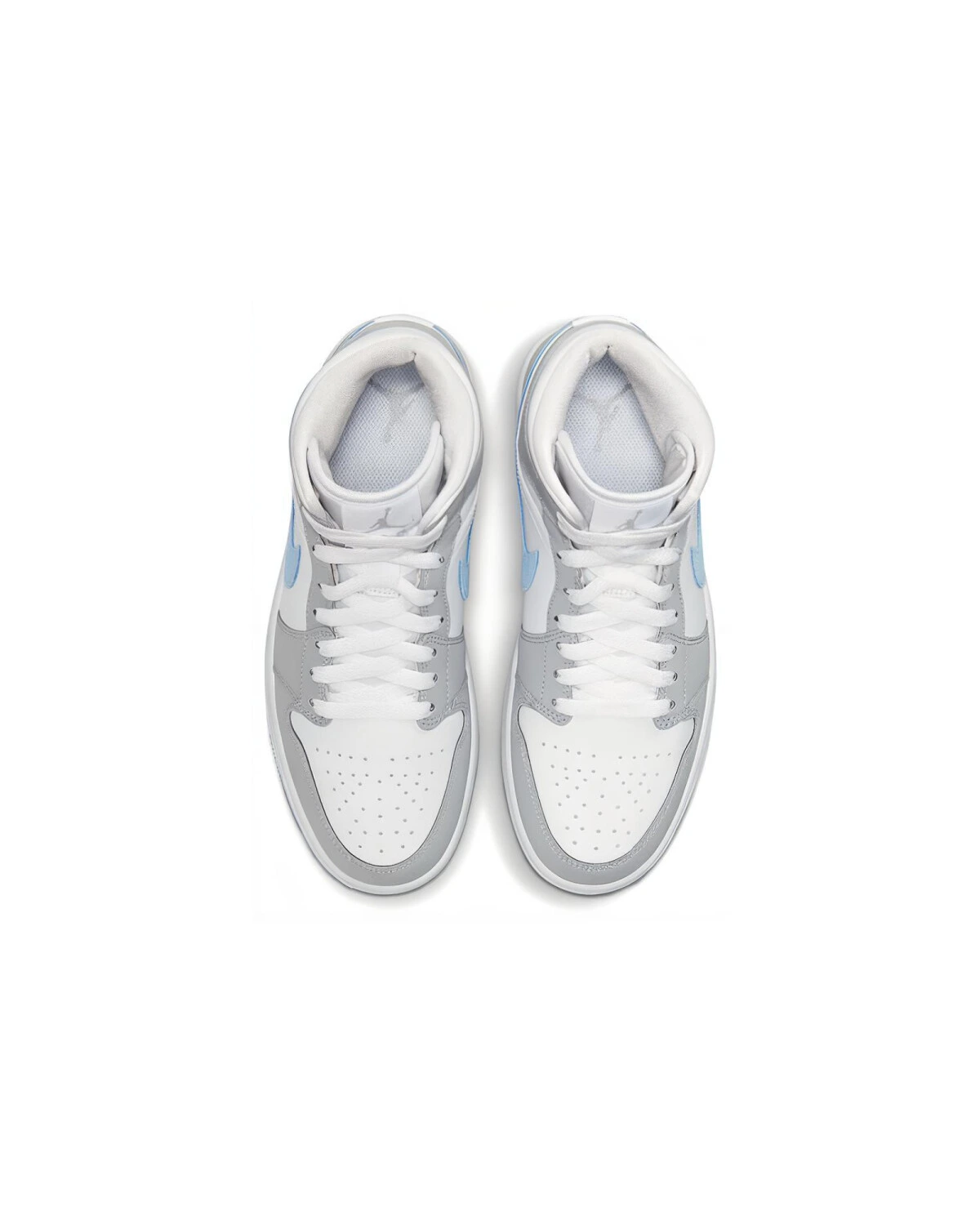 Jordan Air Jordan 1 Mid "Wolf Grey" женские кроссовки бело-серо-голубые картинка