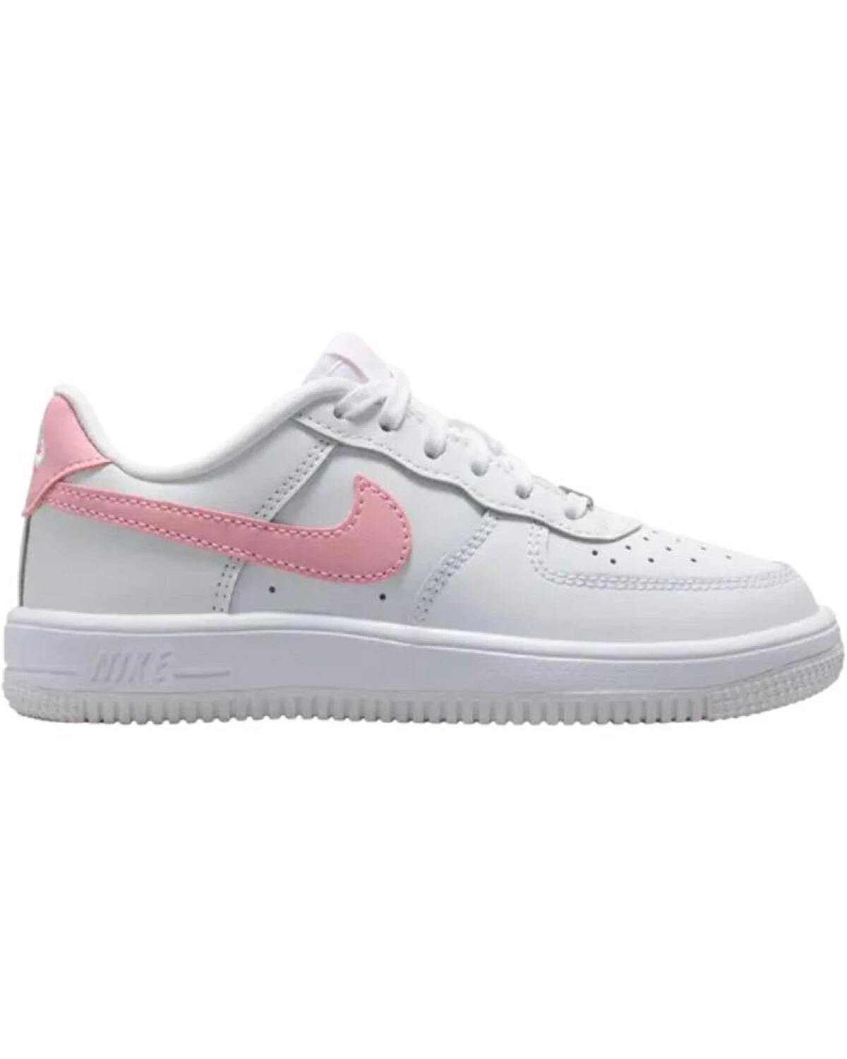 Nike Air Force 1 детские кроссовки белые с розовыми вставками картинка